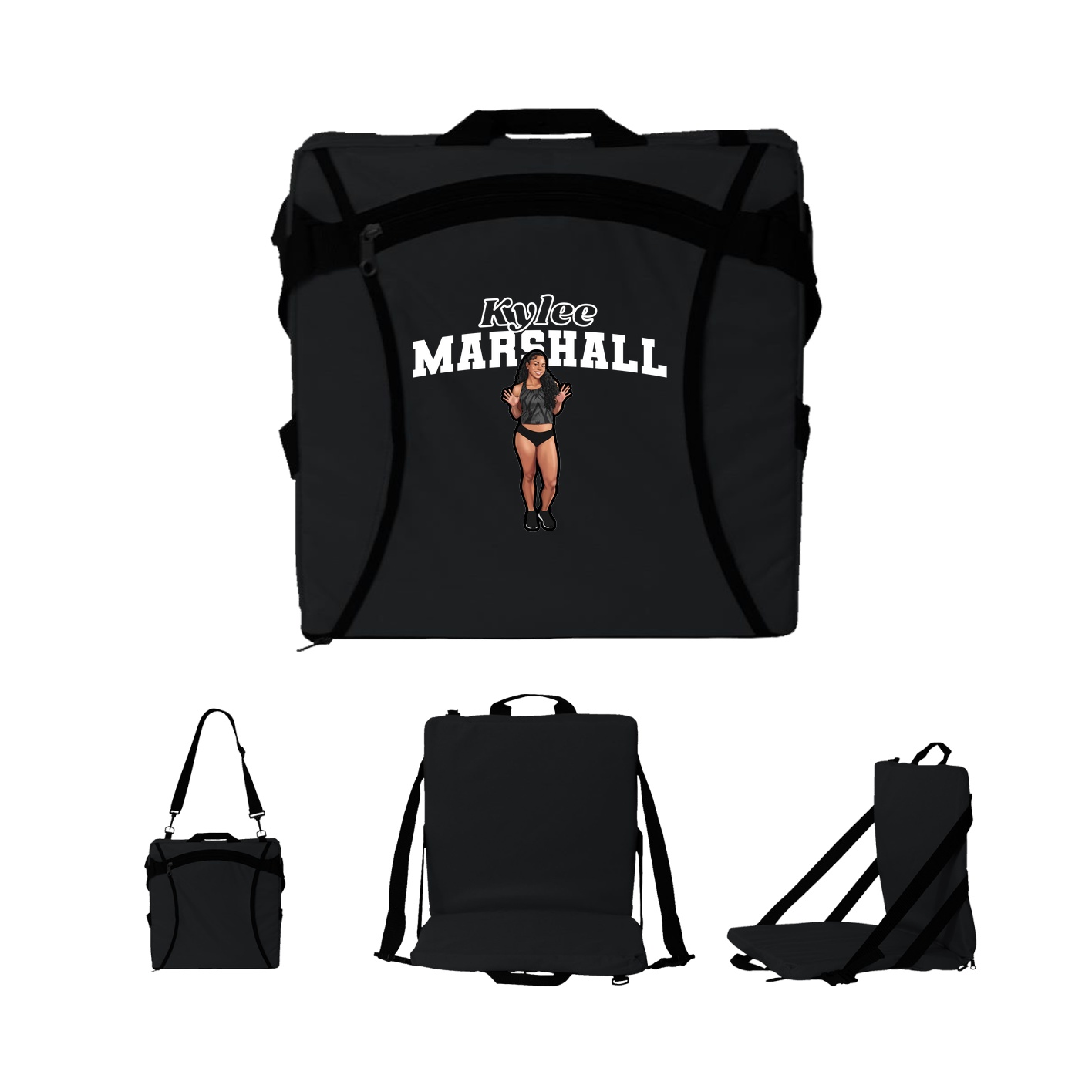 Folding Stadium Seat — Name Arch in Black