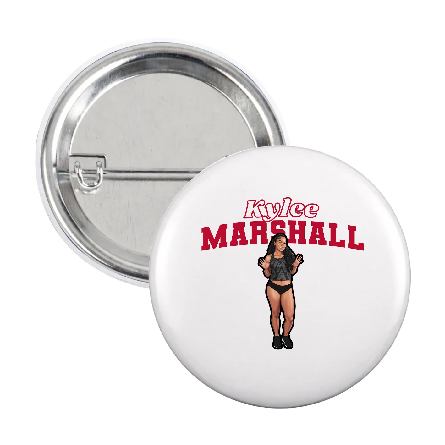 Game Day Button — Name Arch in White