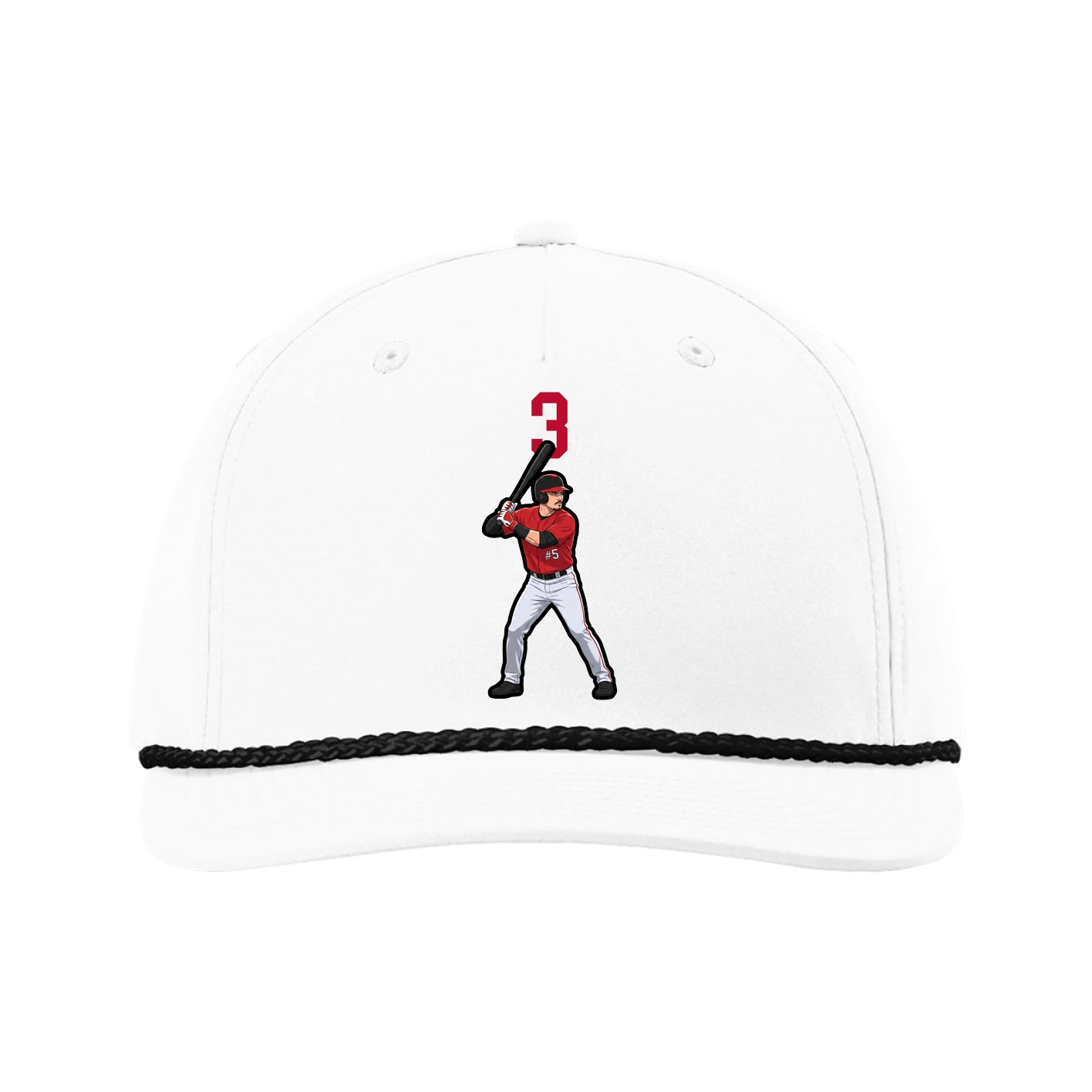 Five-Panel Classic Rope Cap — Number Top in White