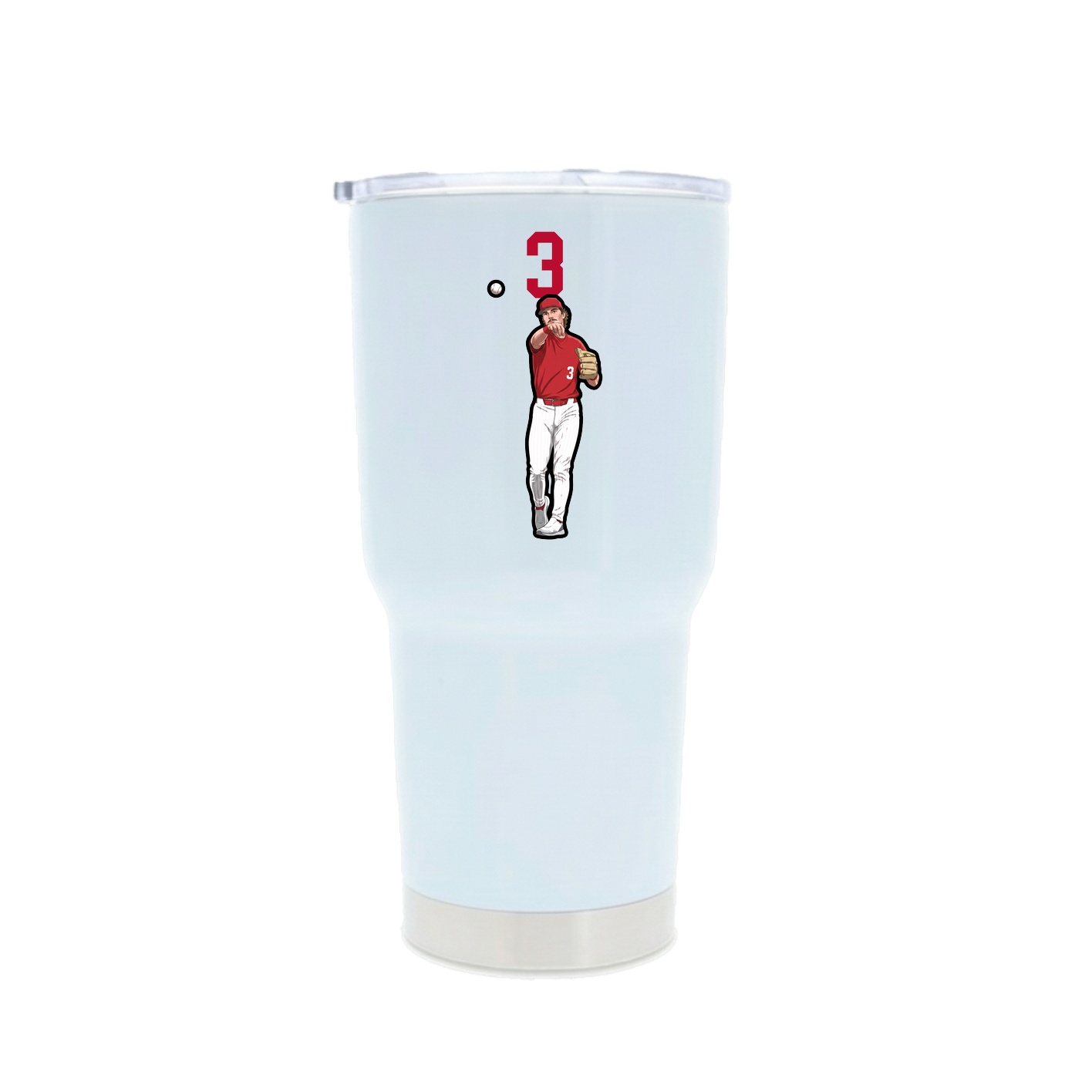 30oz Stainless Steel Tumbler — Number Top in White