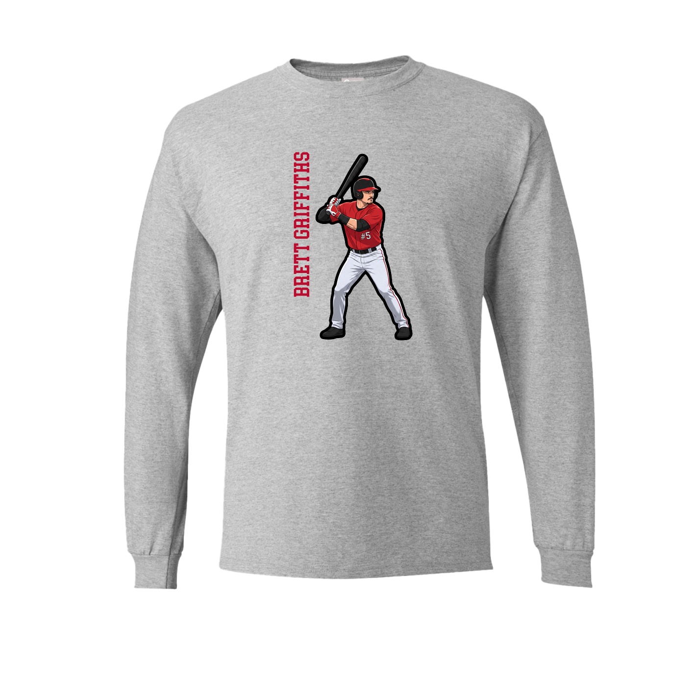Long Sleeve Tee — Name Vertical in Grey