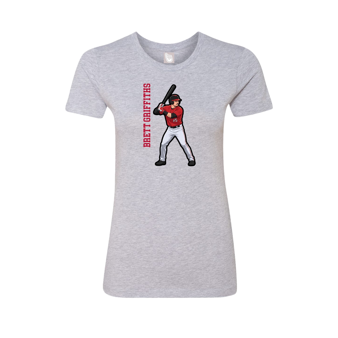 Fitted Women's Tee — Name Vertical in Grey