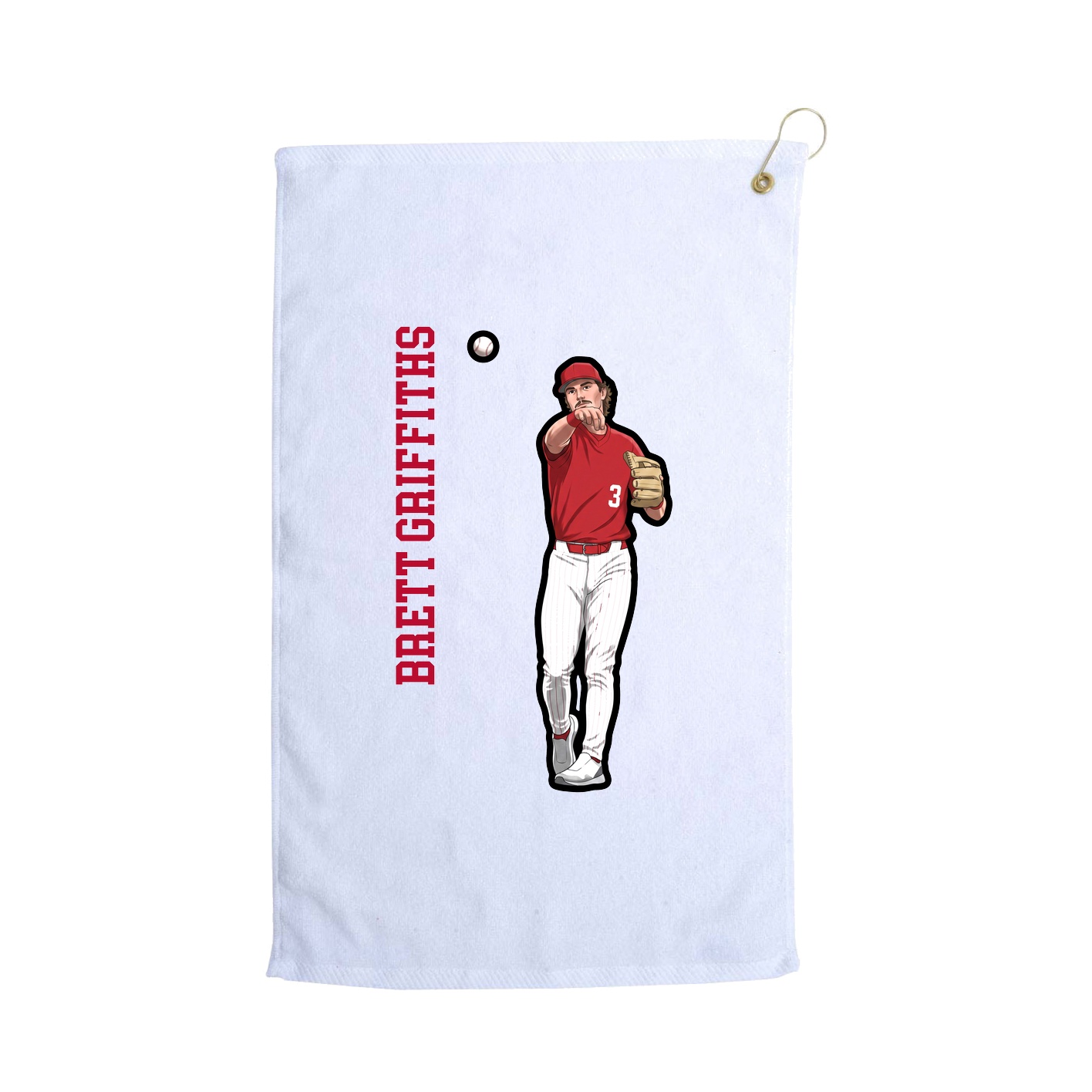 Golf Towel — Name Vertical in White