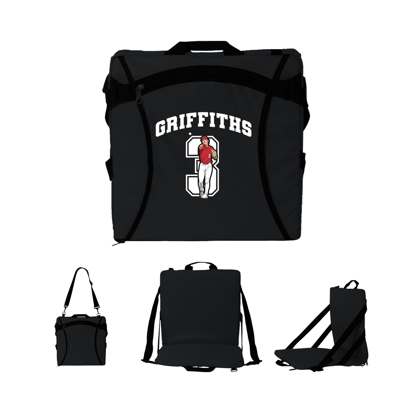 Folding Stadium Seat — Number in Black