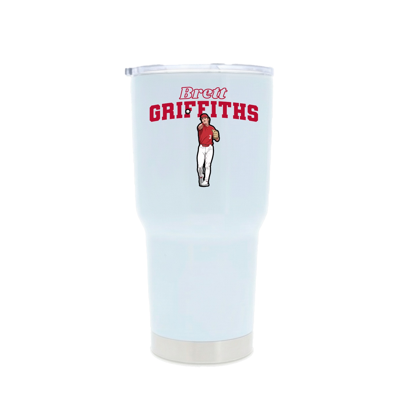 30oz Stainless Steel Tumbler — Name Arch in White
