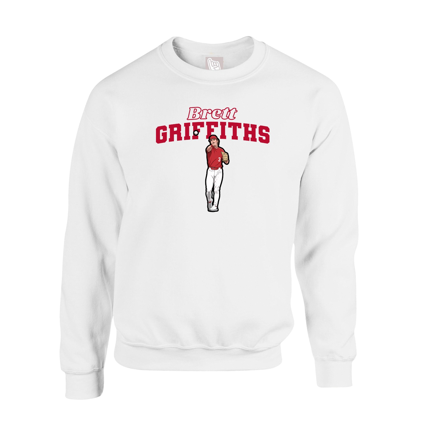Fleece Crew — Name Arch in White