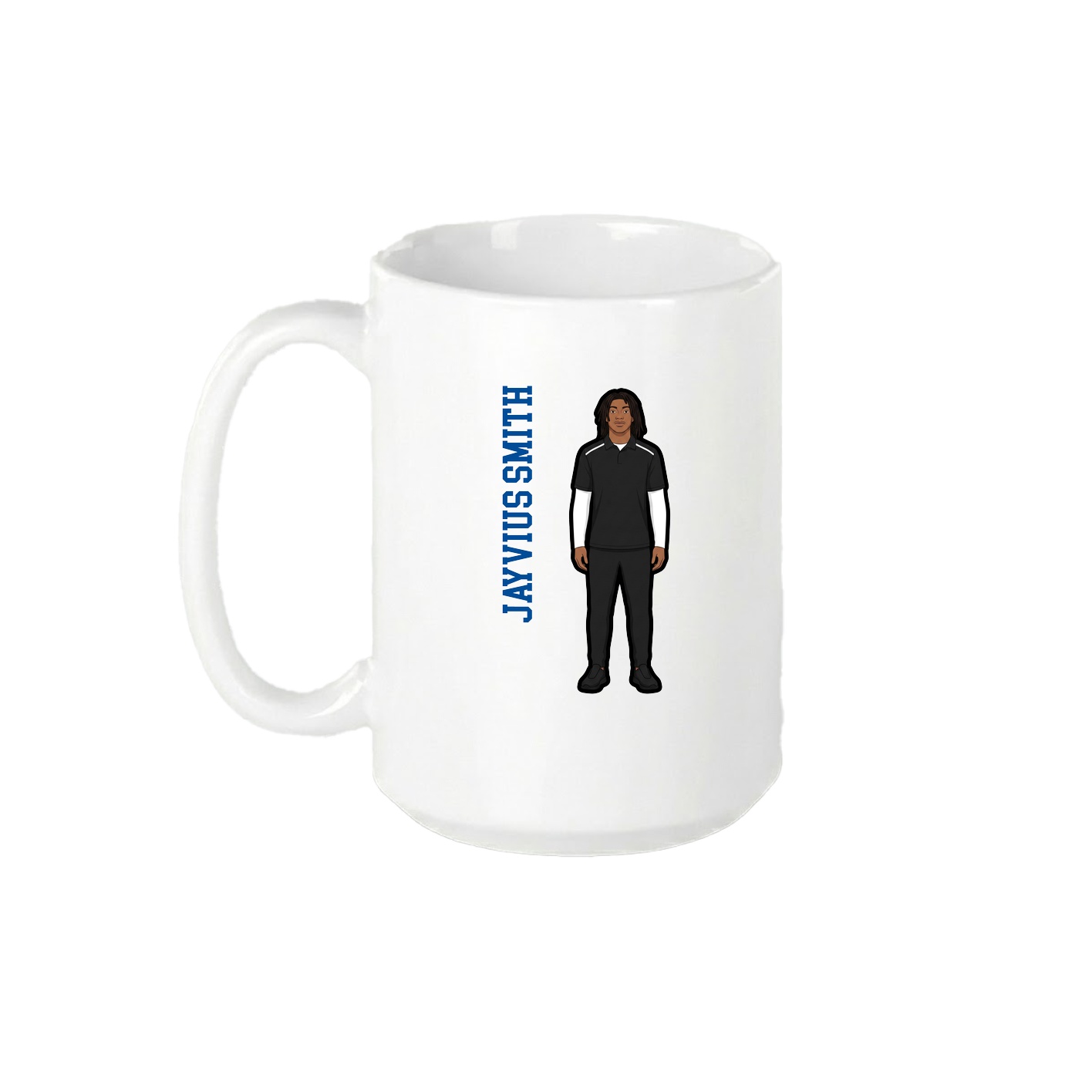 15oz Coffee Mug — Name Vertical in White