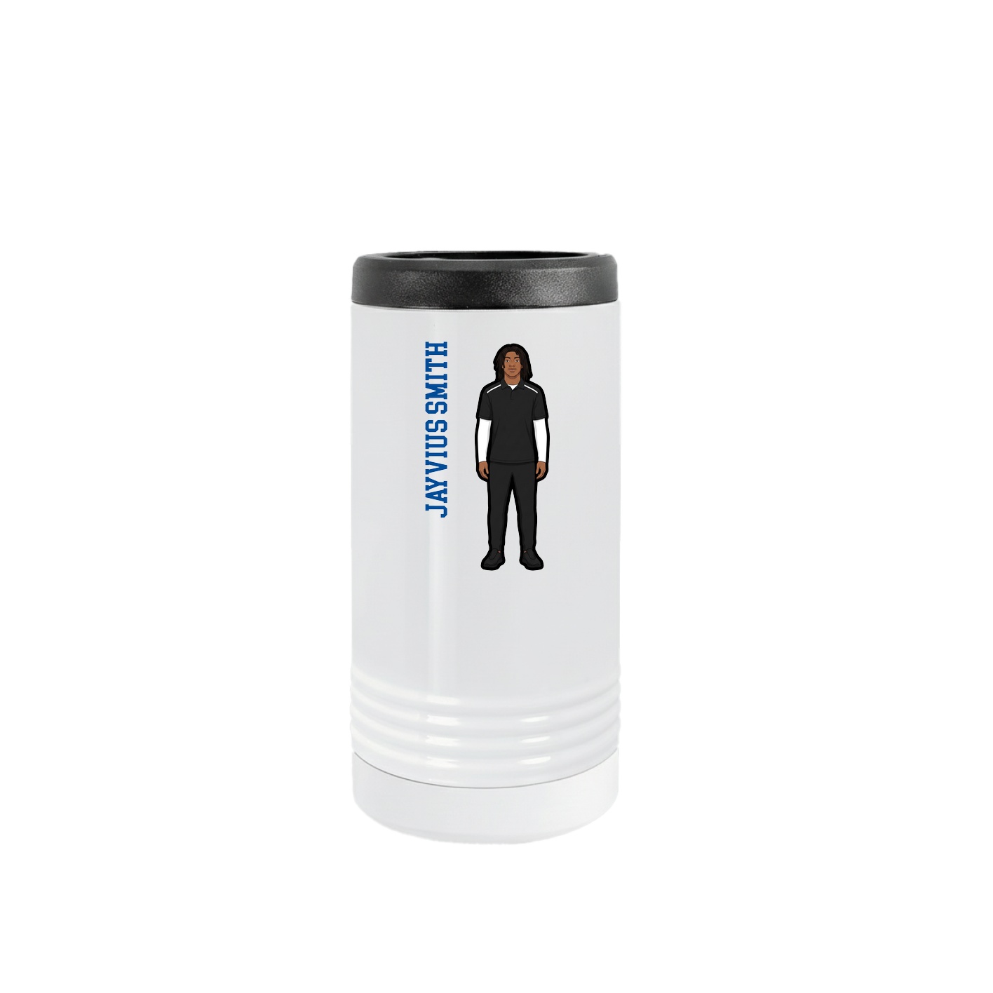 Slim Beverage Holder — Name Vertical in White
