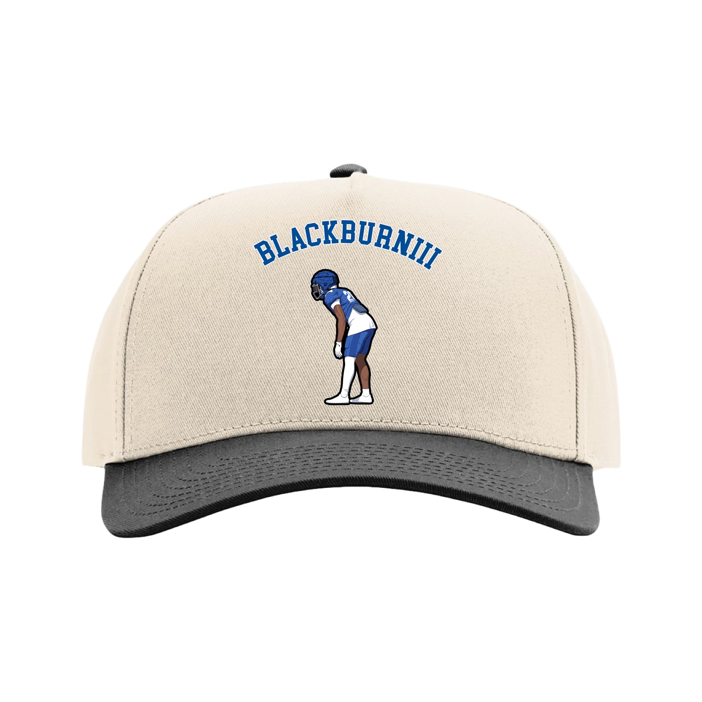 Full Fabric Five-Panel Champ Cap — Shirsey Arch in Cream/Black