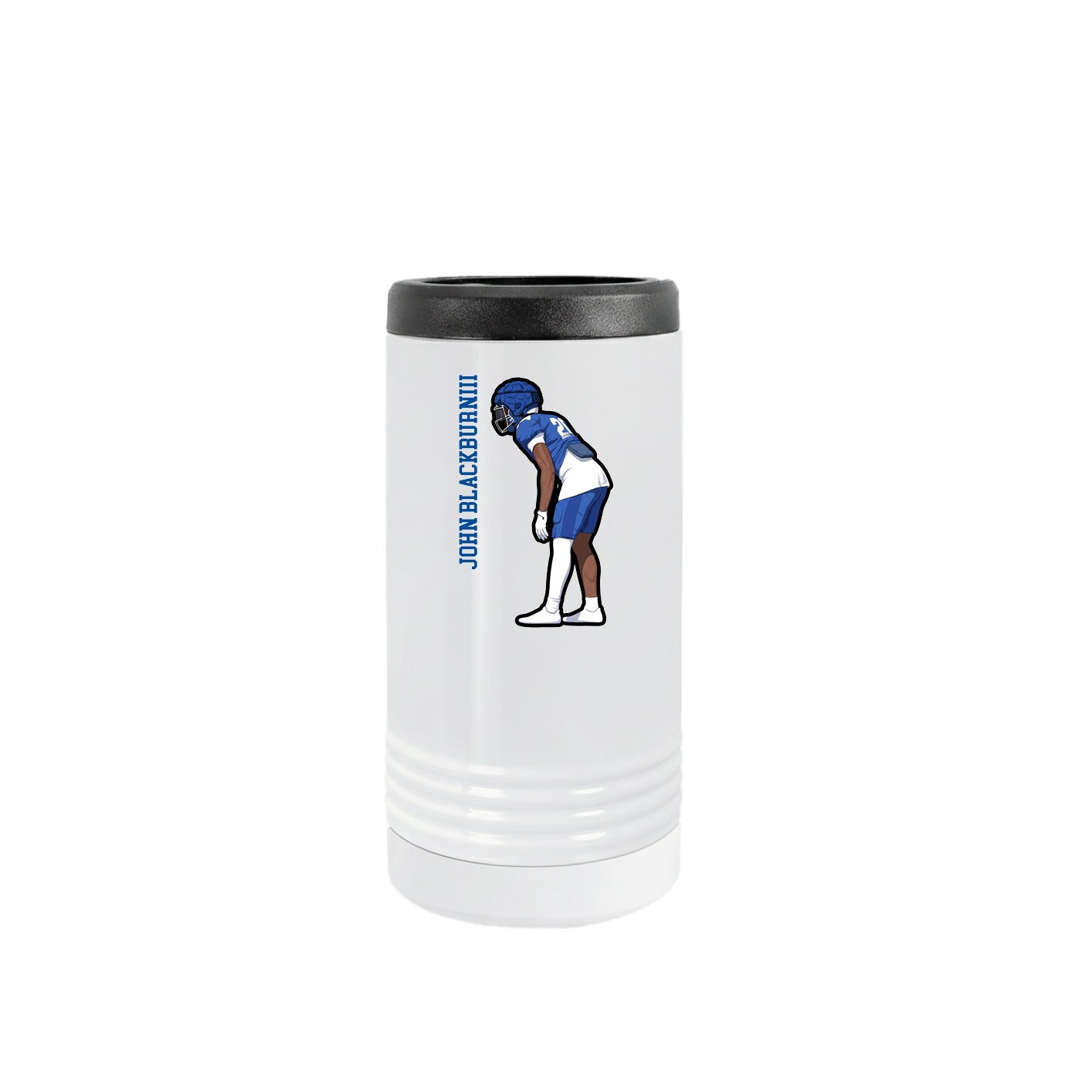 Slim Beverage Holder — Name Vertical in White