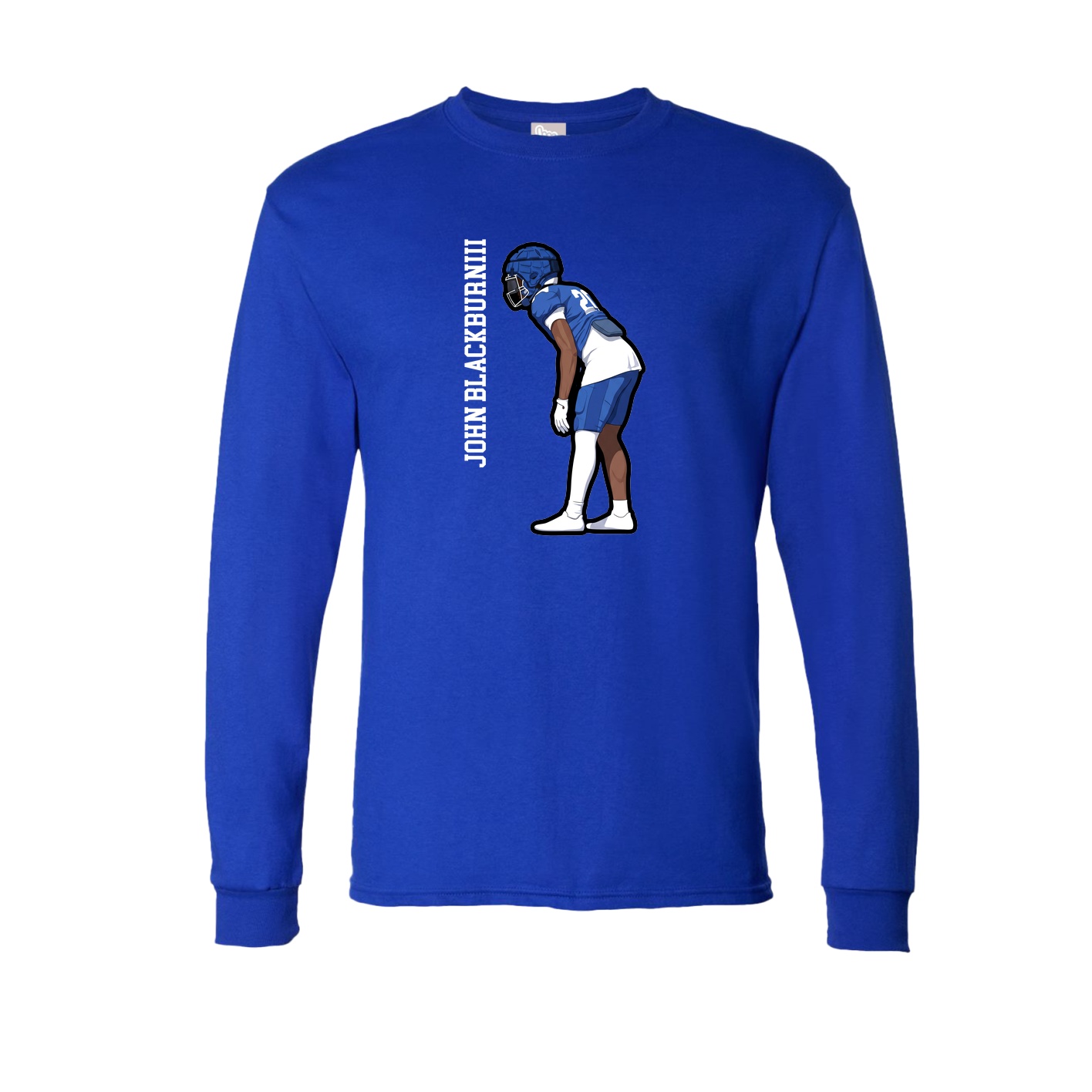 Long Sleeve Tee — Name Vertical in Royal