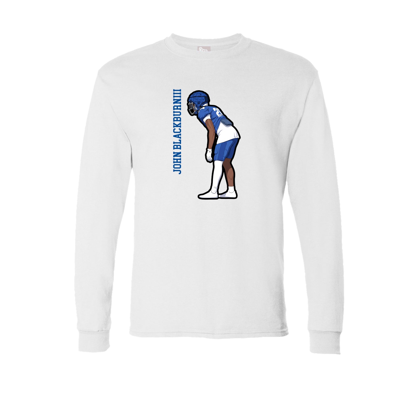 Long Sleeve Tee — Name Vertical in White