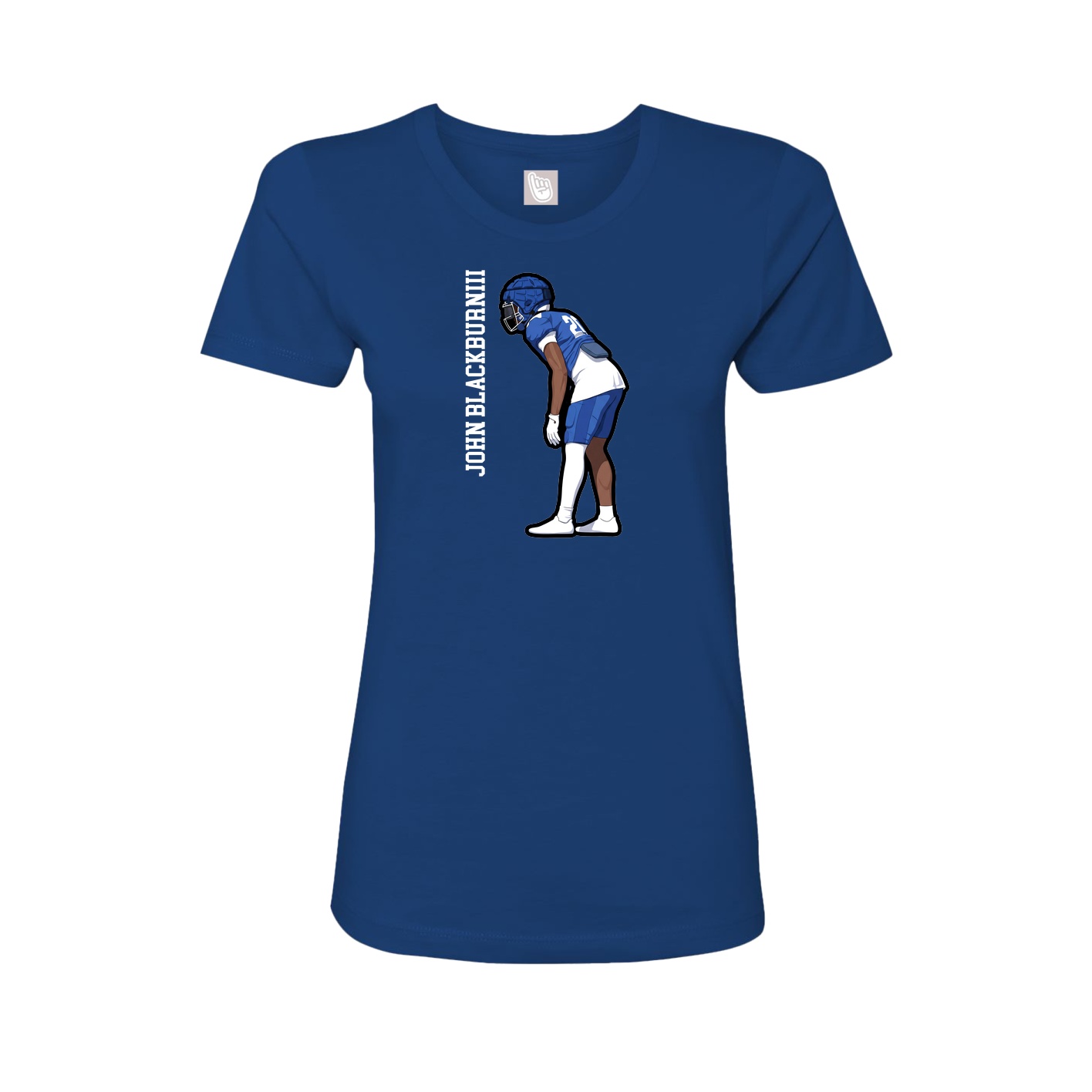 Fitted Women's Tee — Name Vertical in Royal