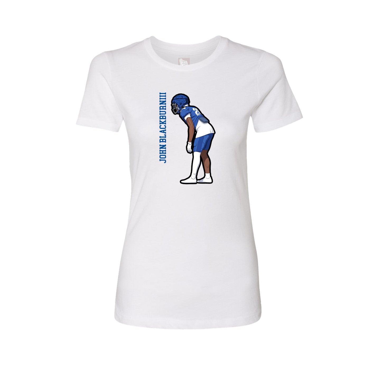 Womens Tee — Name Vertical in White