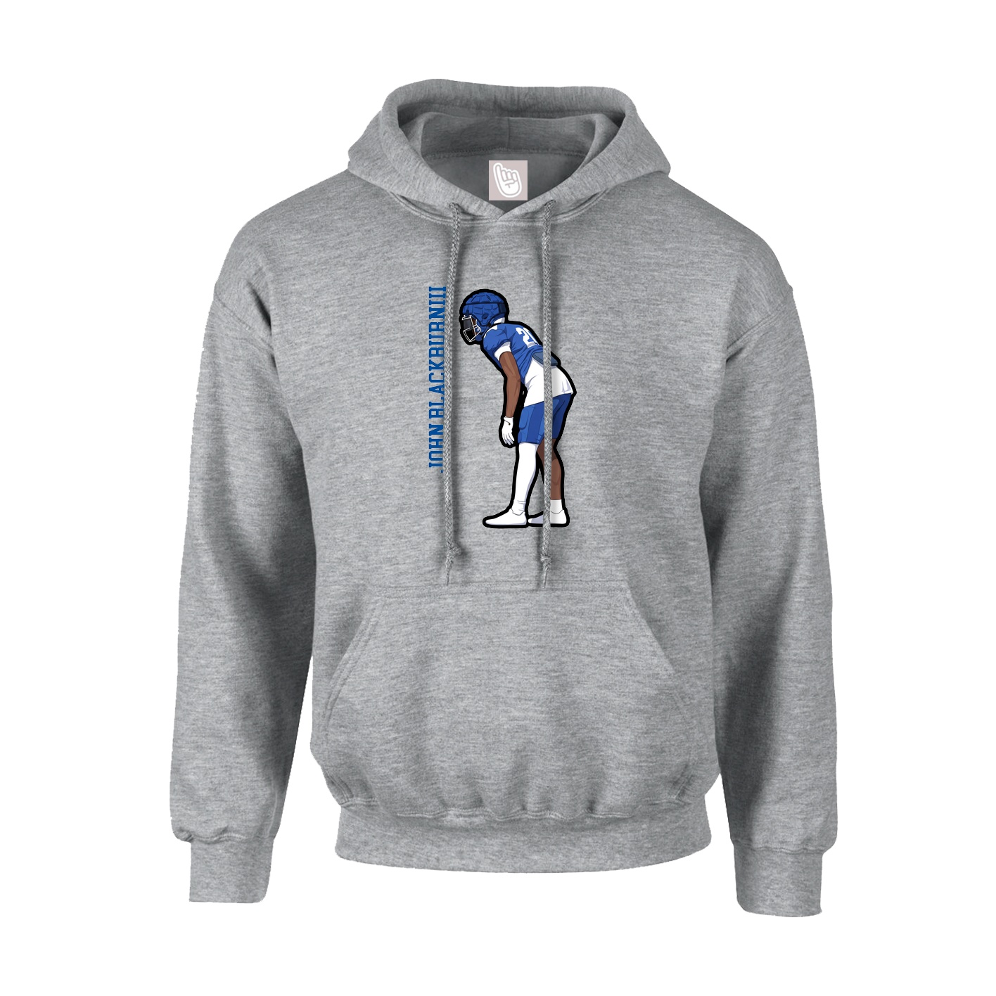 Hoodie — Name Vertical in Grey