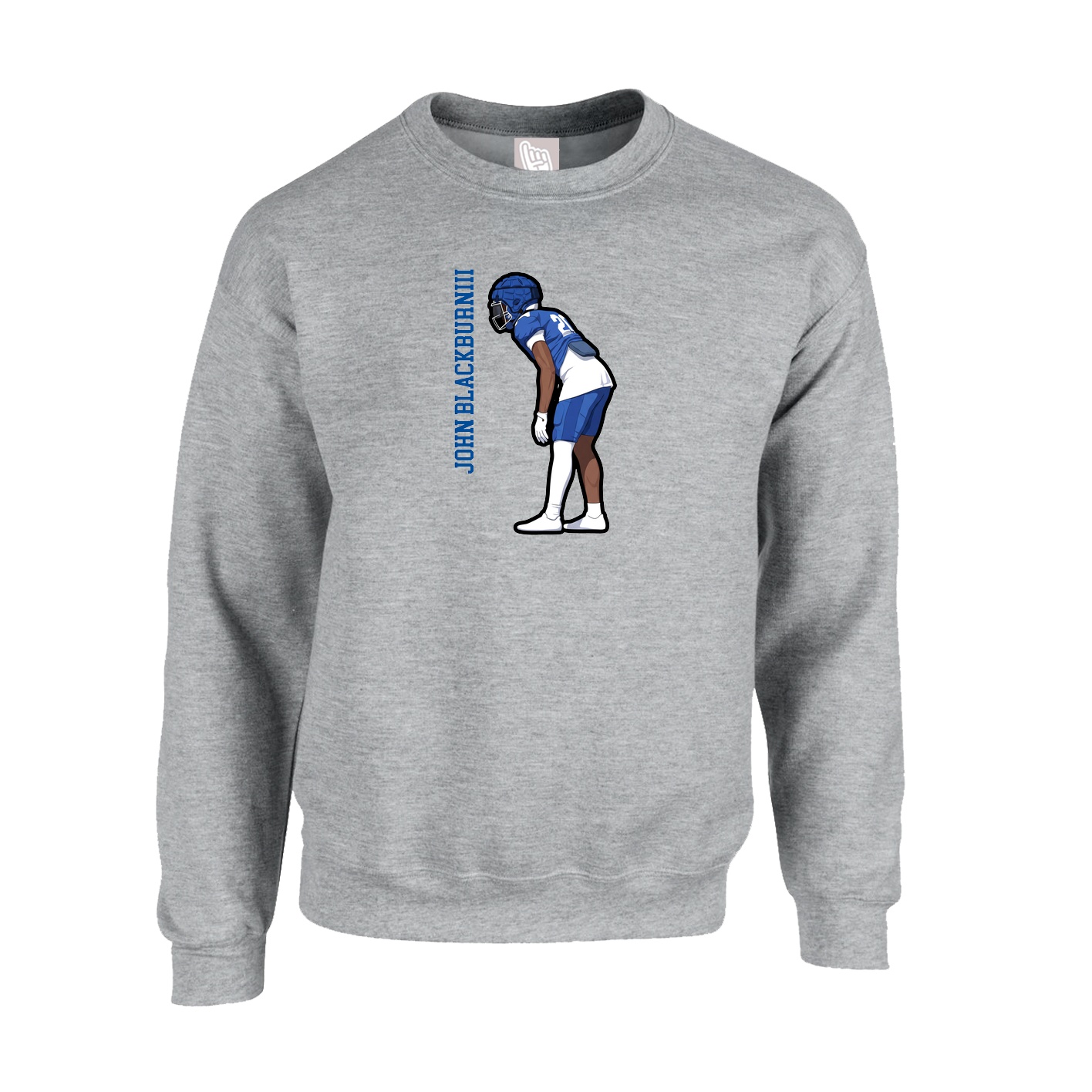 Fleece Crew — Name Vertical in Grey