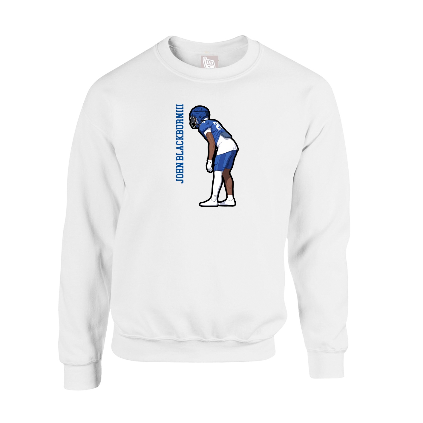 Fleece Crew — Name Vertical in White