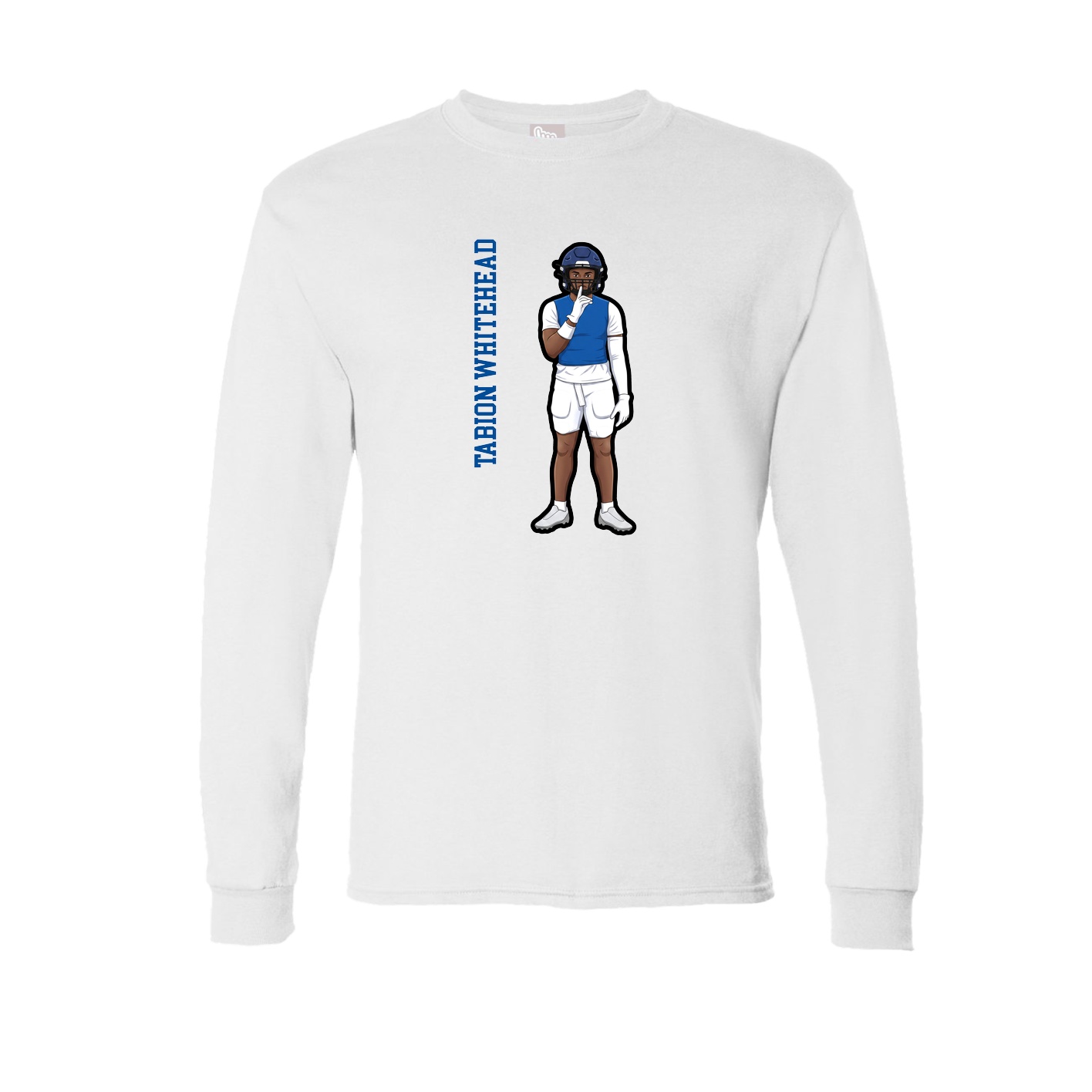 Long Sleeve Tee — Name Vertical in White