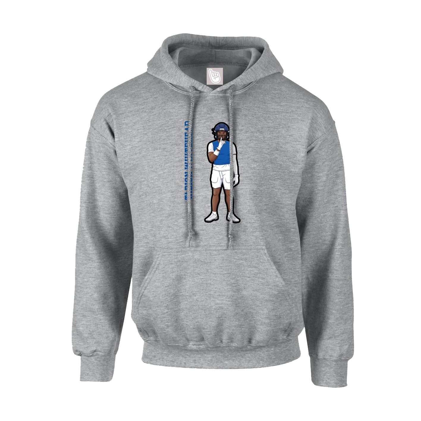 Youth Hoodie — Name Vertical in Grey