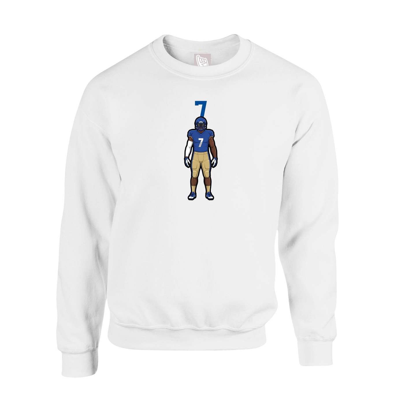 Fleece Crew — Number Top in White