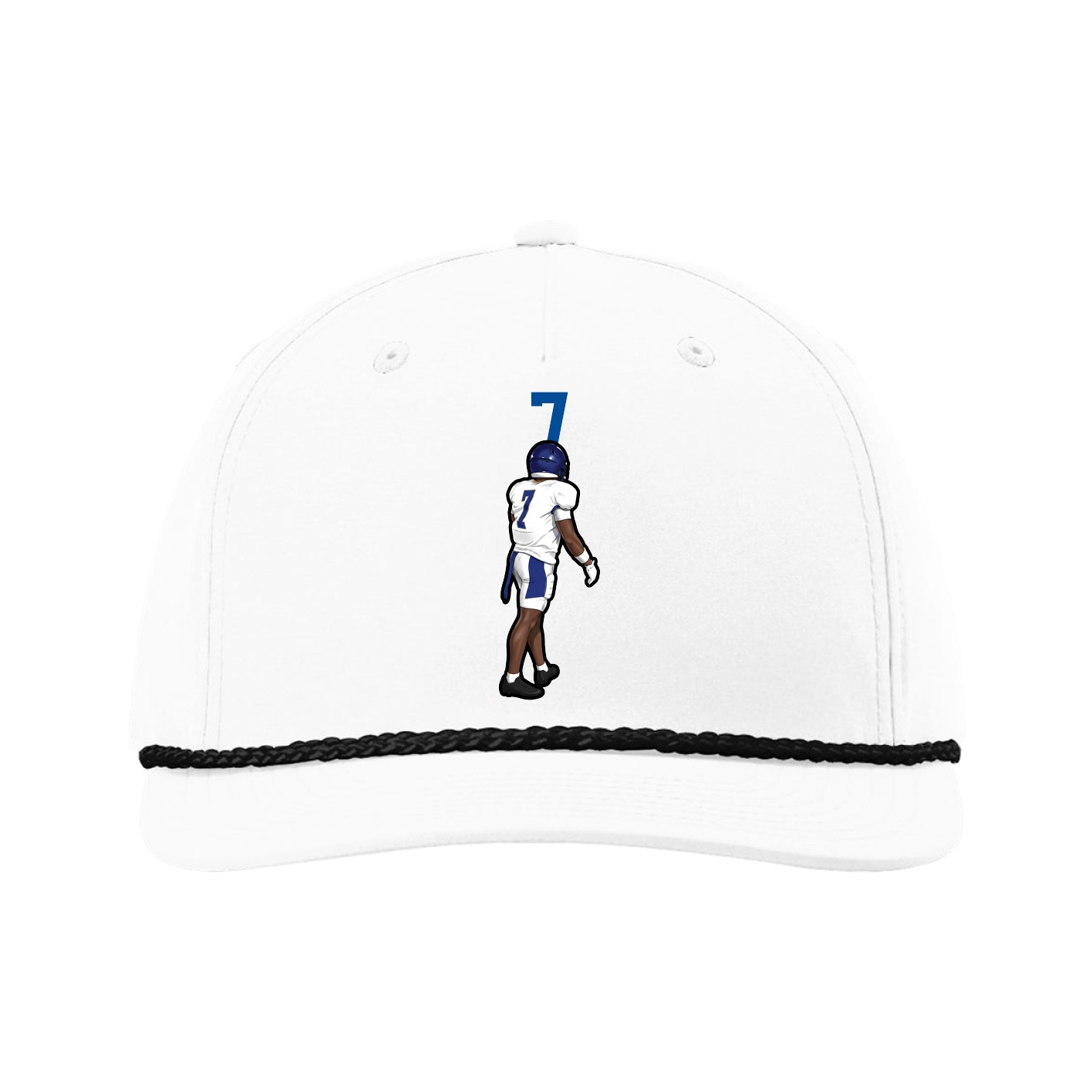 Five-Panel Classic Rope Cap — Number Top in White