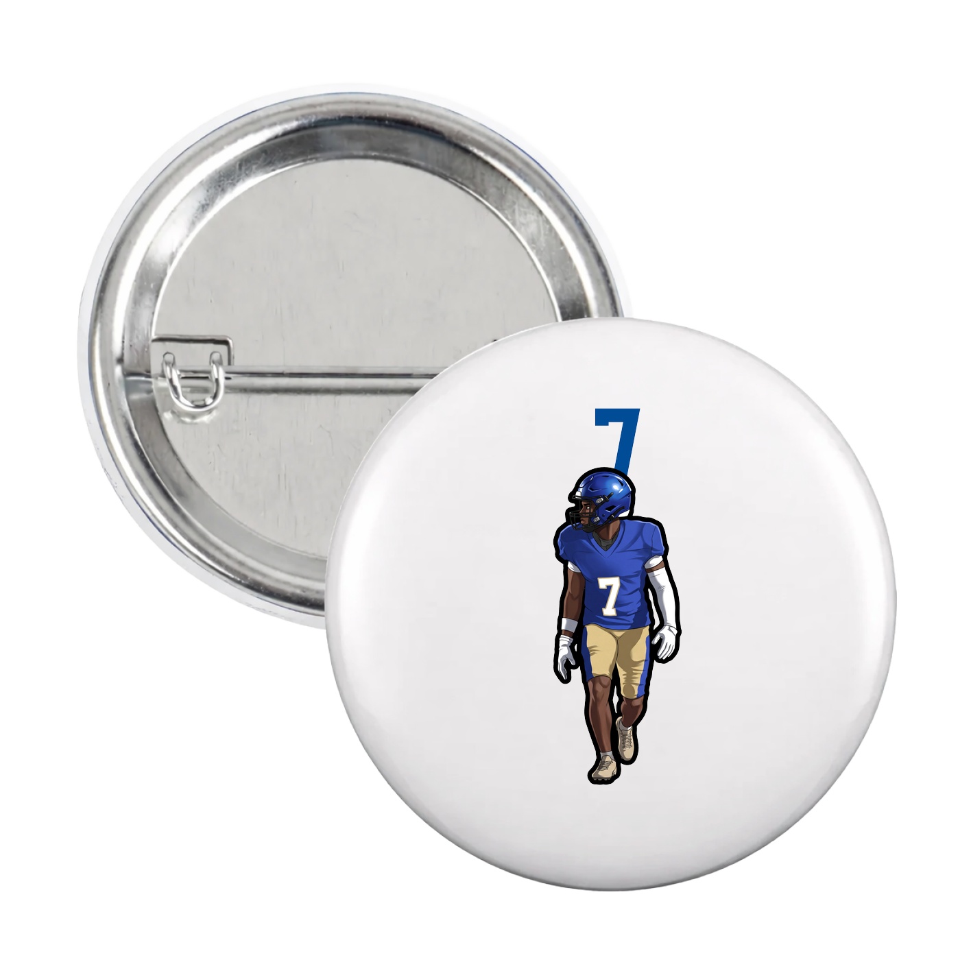 Game Day Button — Number Top in White