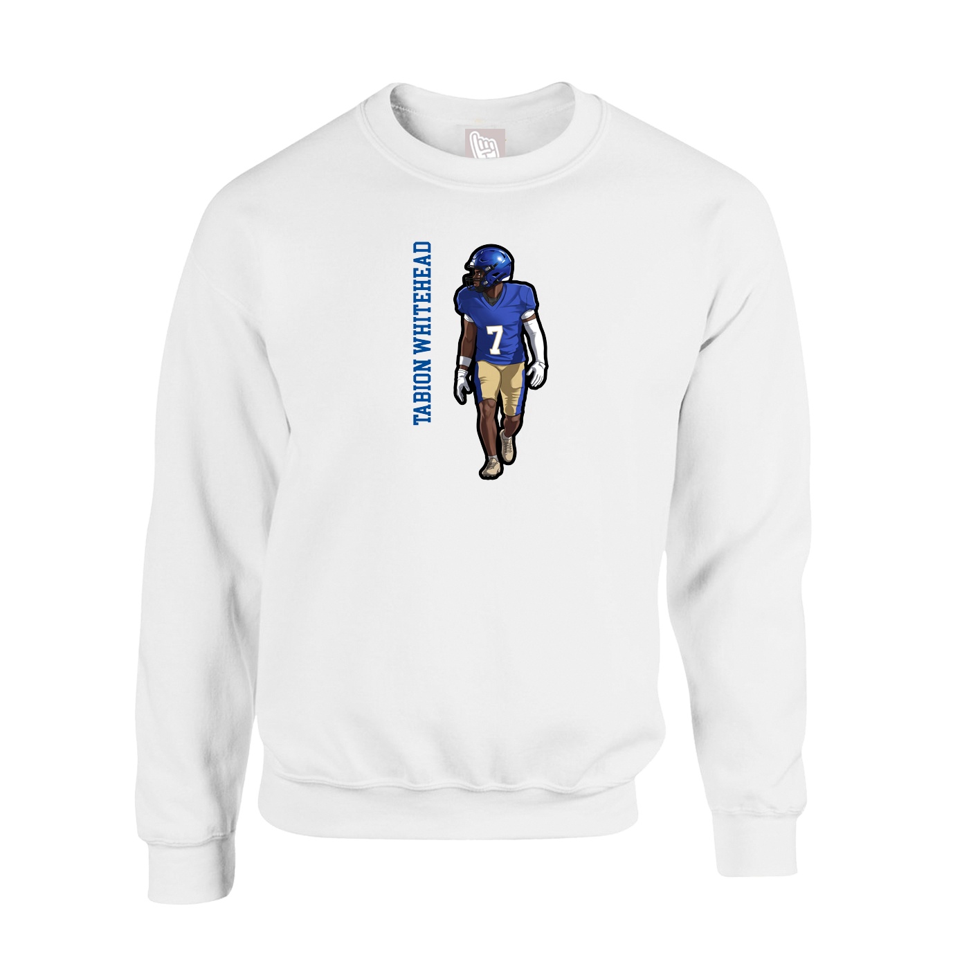 Fleece Crew — Name Vertical in White