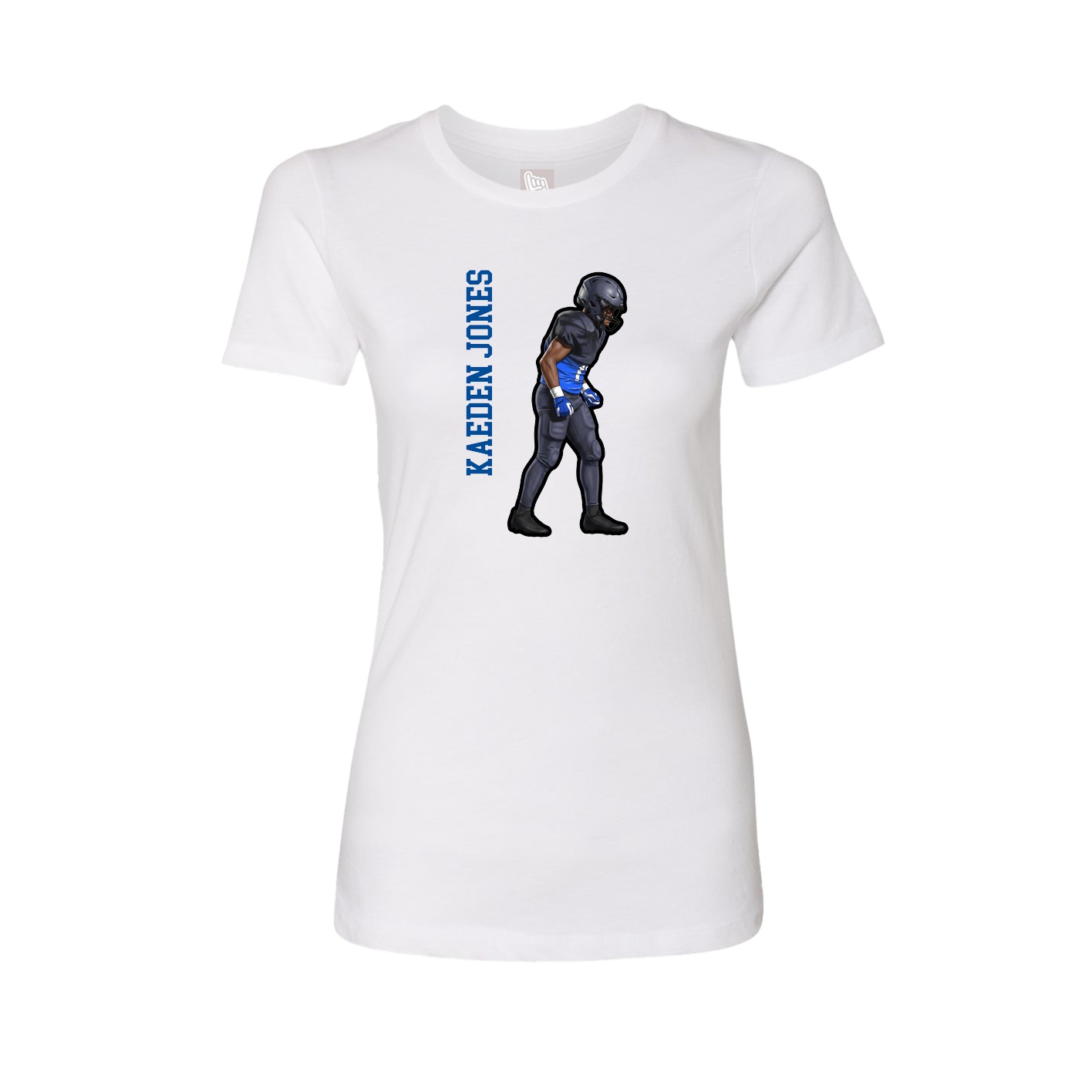 Fitted Women's Tee — Name Vertical in White