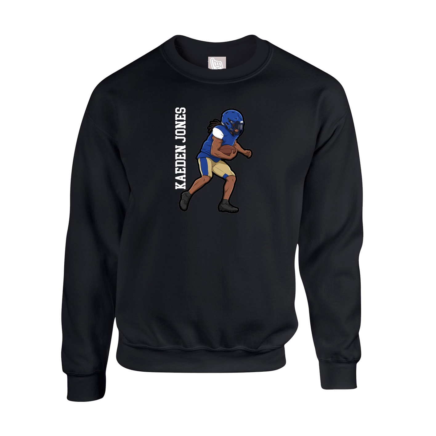 Fleece Crew — Name Vertical in Black