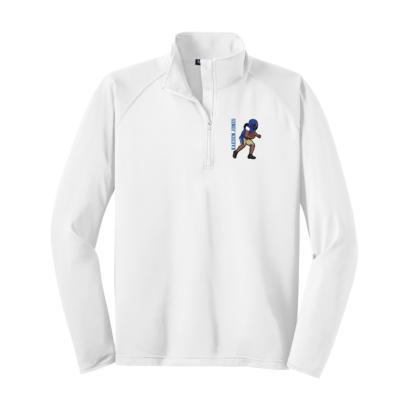 Q-Zip Pullover — Name Vertical in White