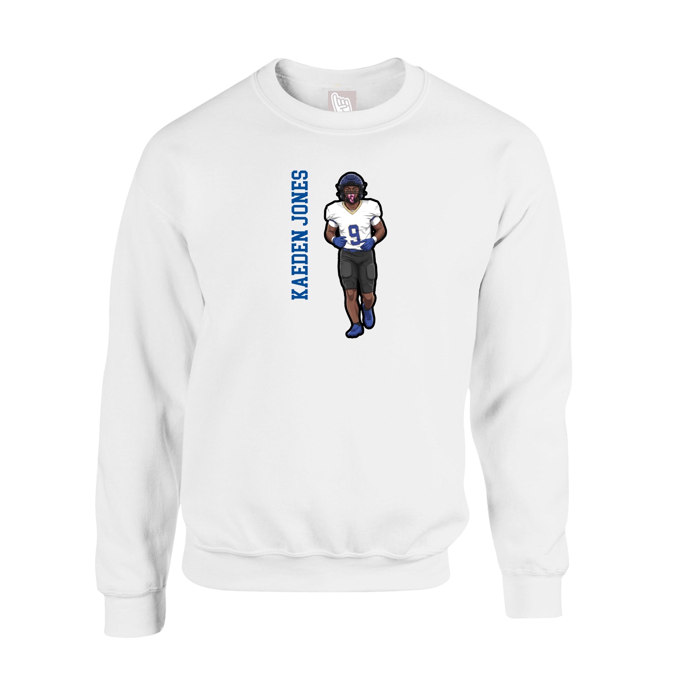 Fleece Crew — Name Vertical in White
