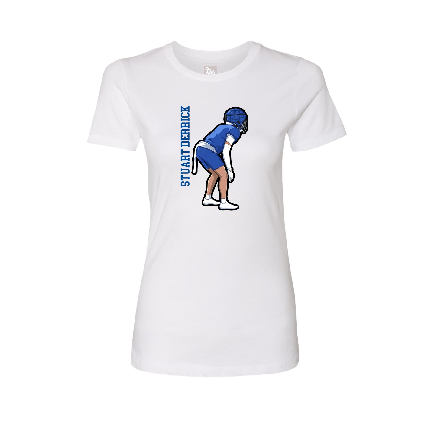 Womens Tee — Name Vertical in White