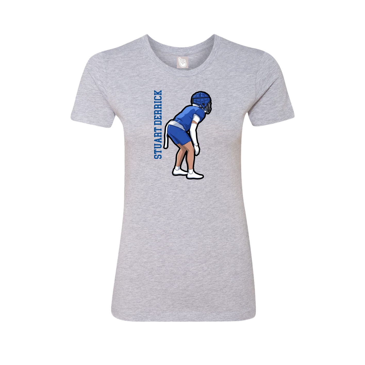 Fitted Women's Tee — Name Vertical in Grey