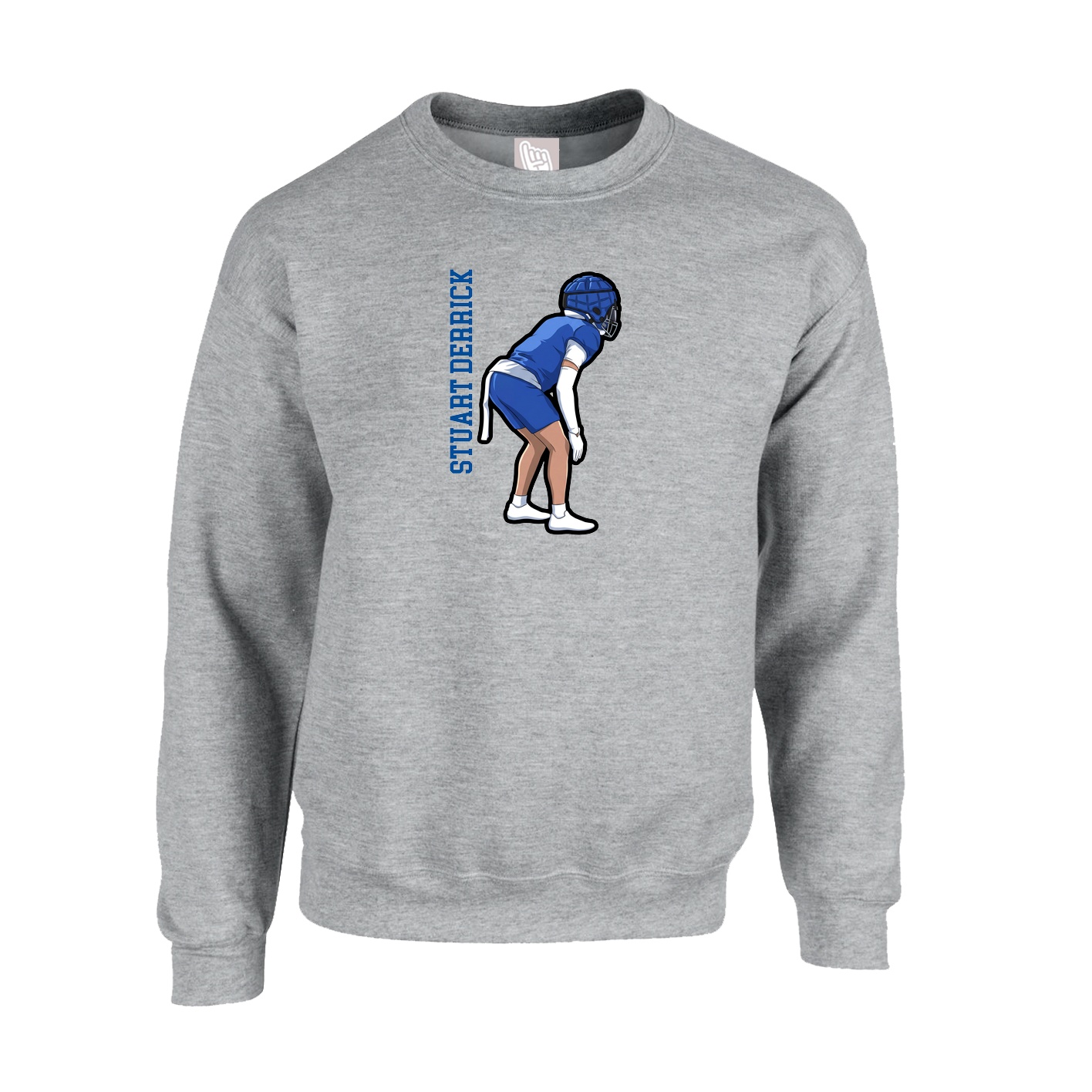 Fleece Crew — Name Vertical in Grey