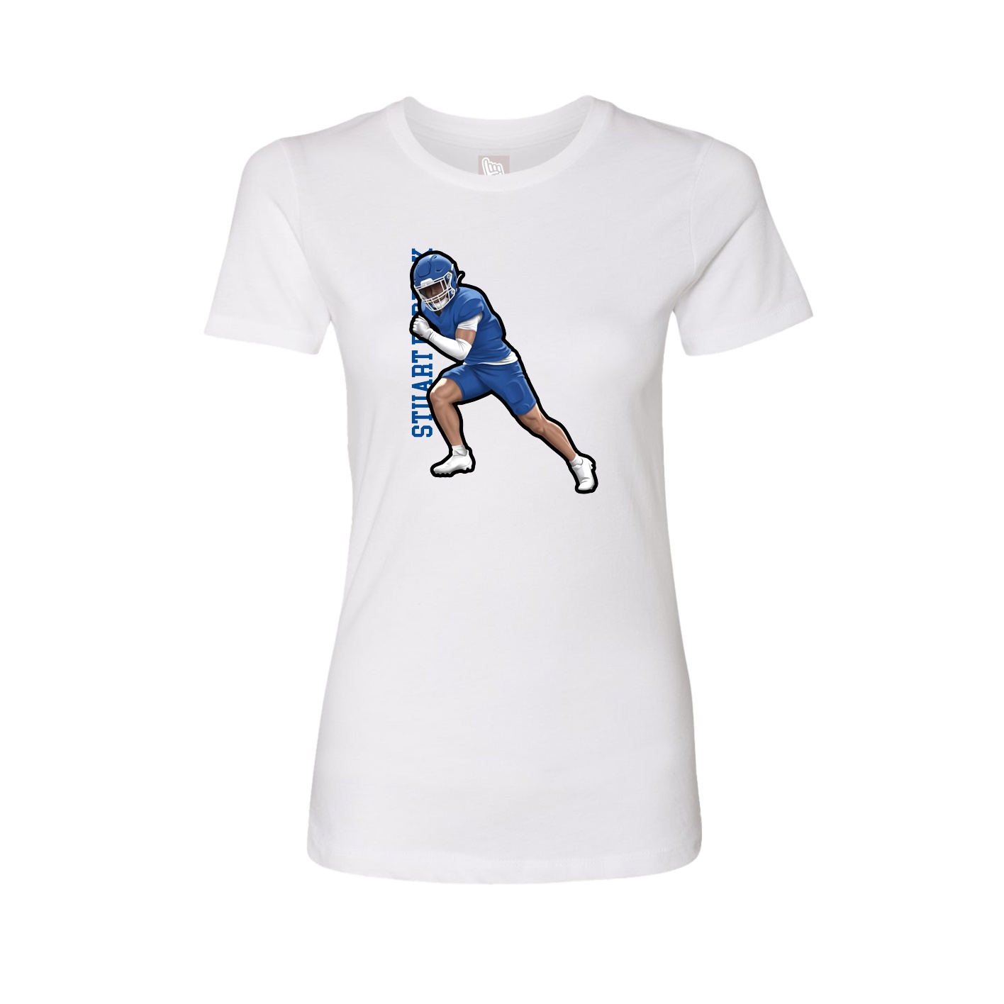 Fitted Women's Tee — Name Vertical in White