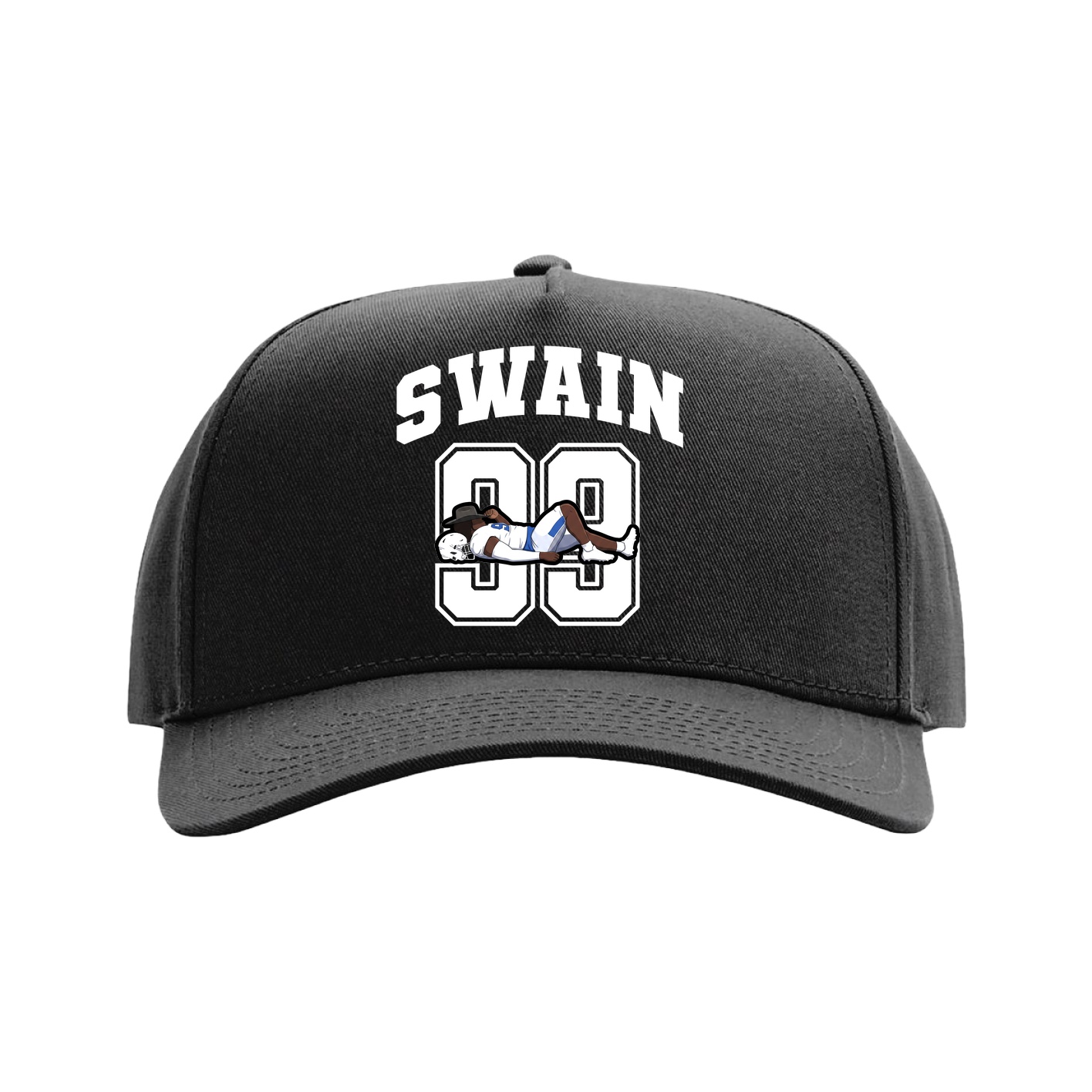 Full Fabric Five-Panel Champ Cap — Number in Black