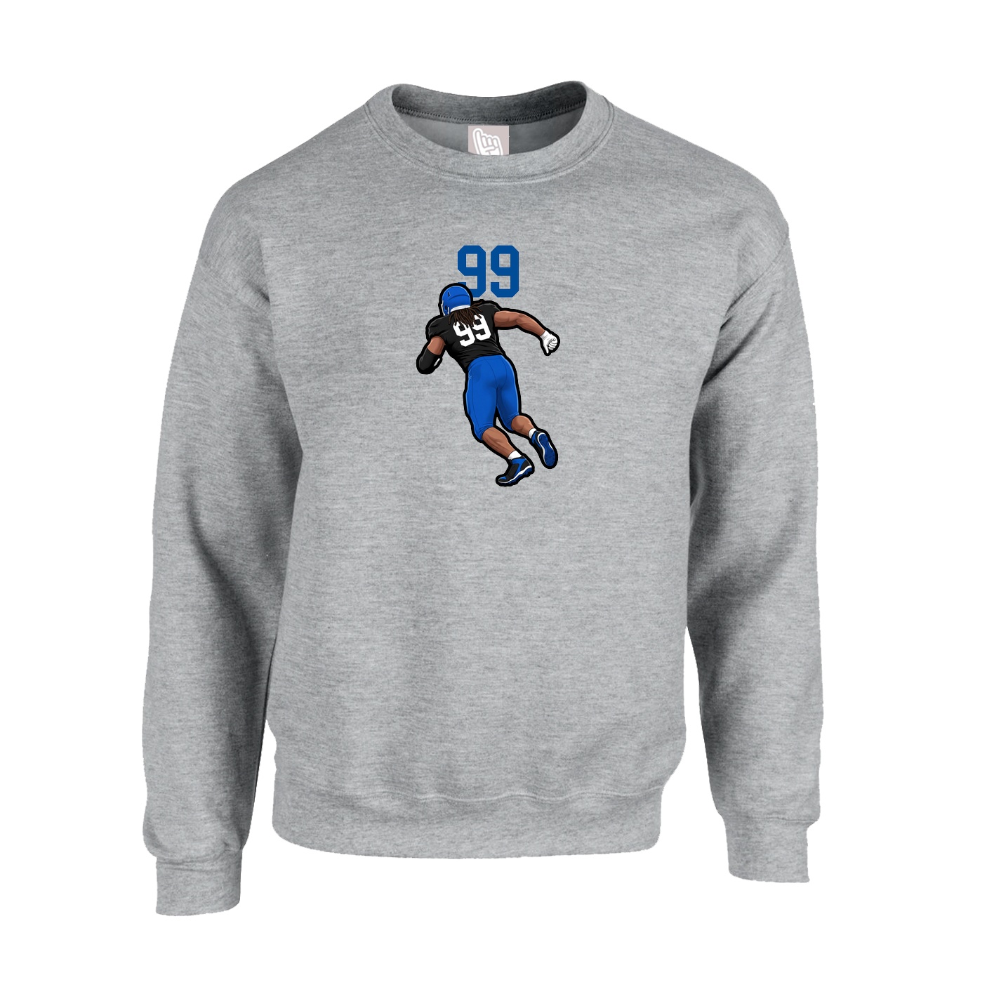 Fleece Crew — Number Top in Grey