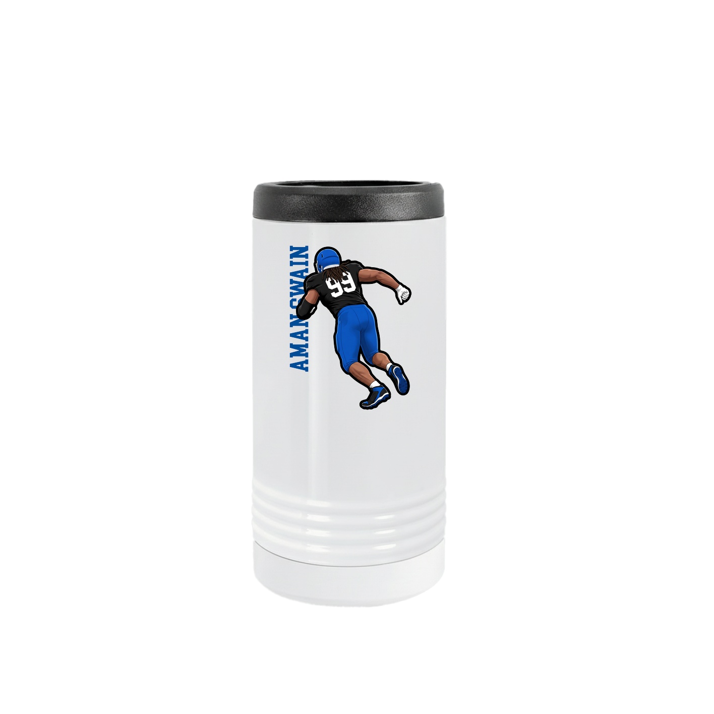 Slim Beverage Holder — Name Vertical in White