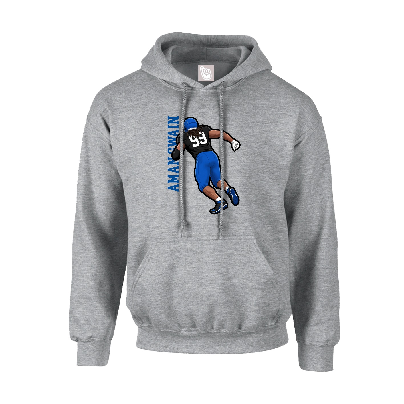 Youth Hoodie — Name Vertical in Grey