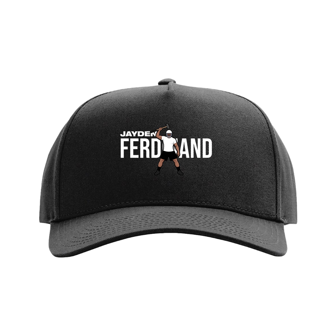 Full Fabric Five-Panel Champ Cap — Player Name in Black