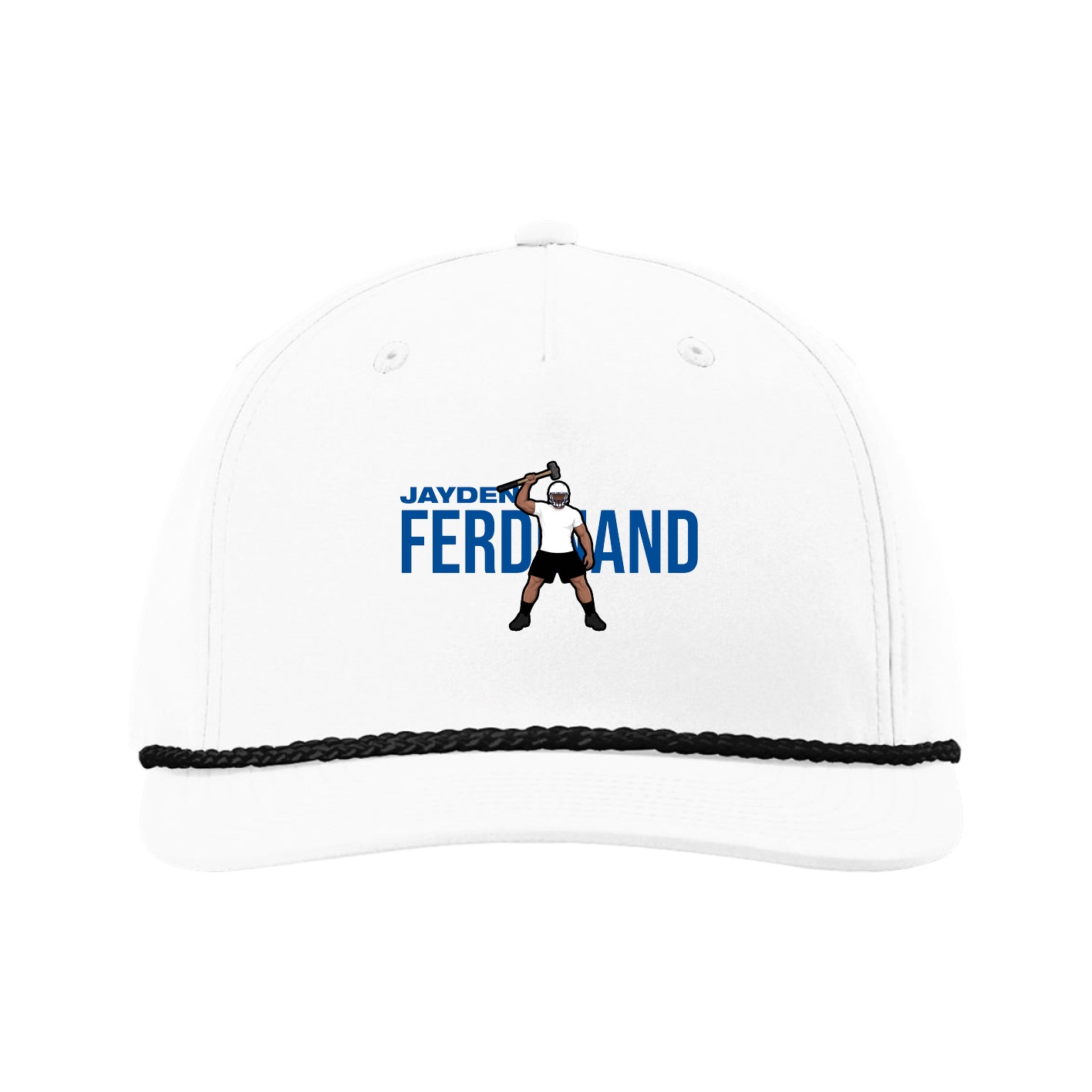 Five-Panel Classic Rope Cap — Player Name in White