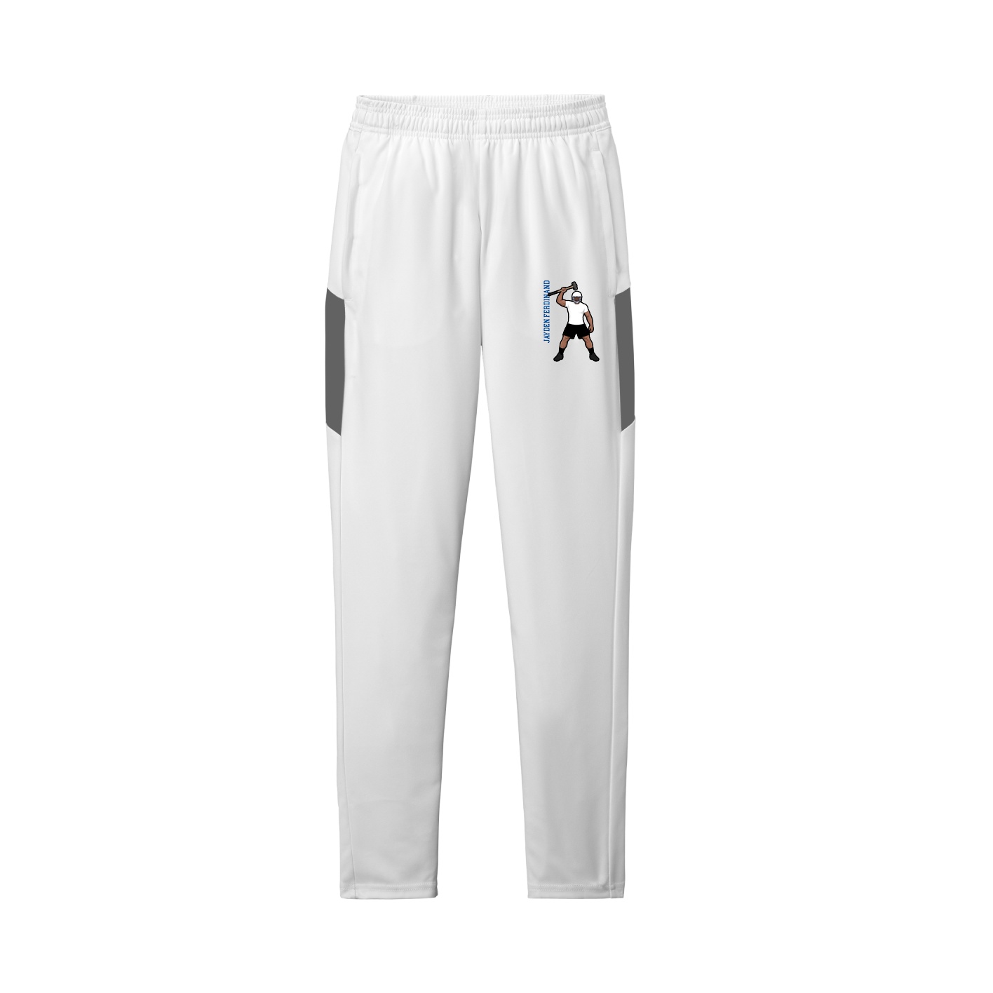 Team Travel Pant — Name Vertical in White/Grey
