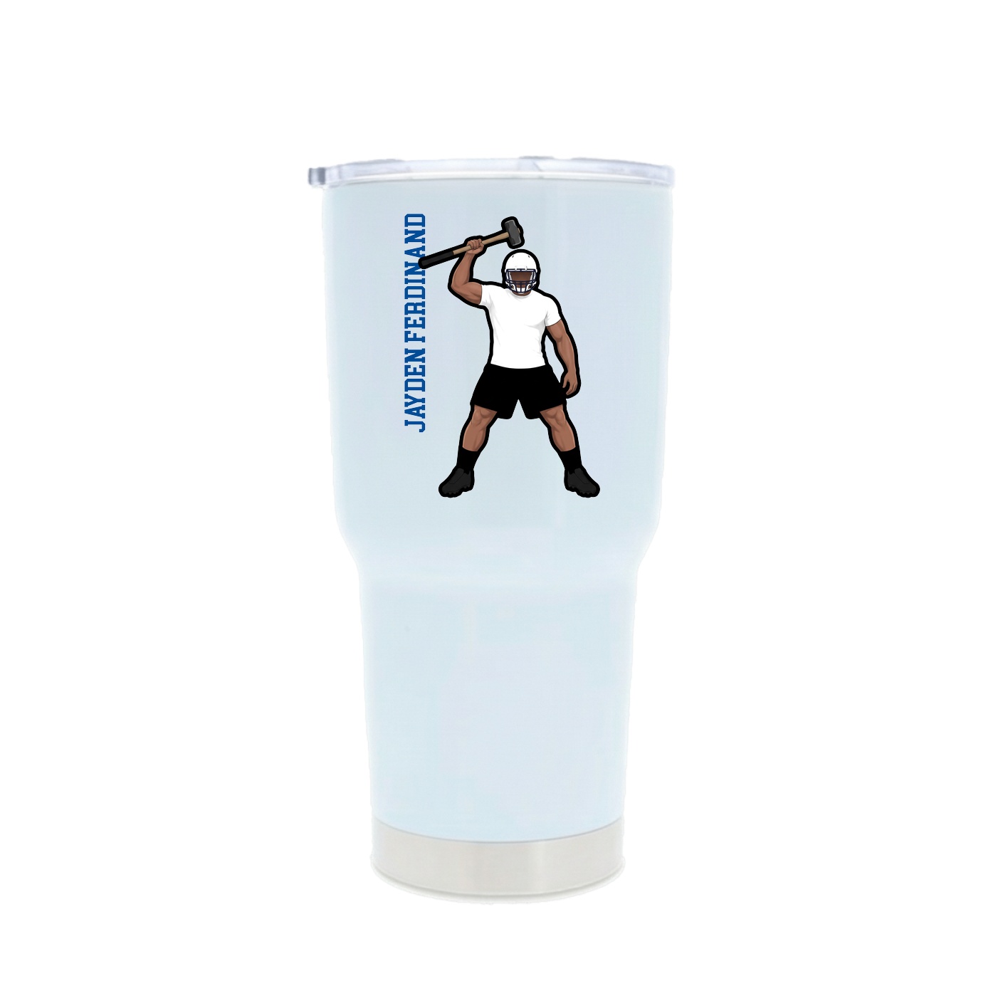30oz Stainless Steel Tumbler — Name Vertical in White