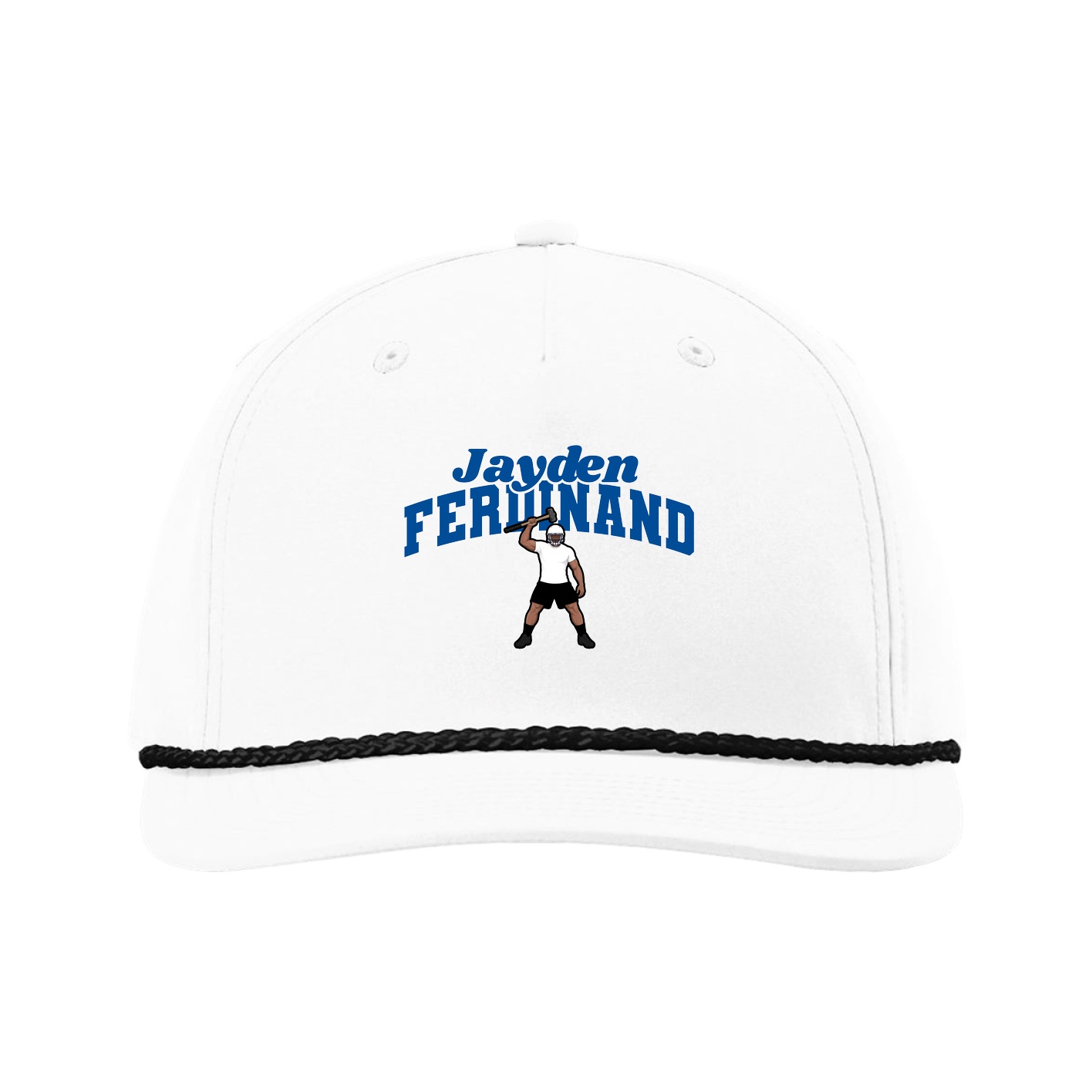 Five-Panel Classic Rope Cap — Signature Arch in White