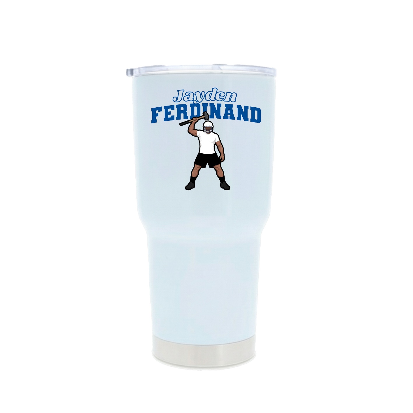 30oz Stainless Steel Tumbler — Name Arch in White
