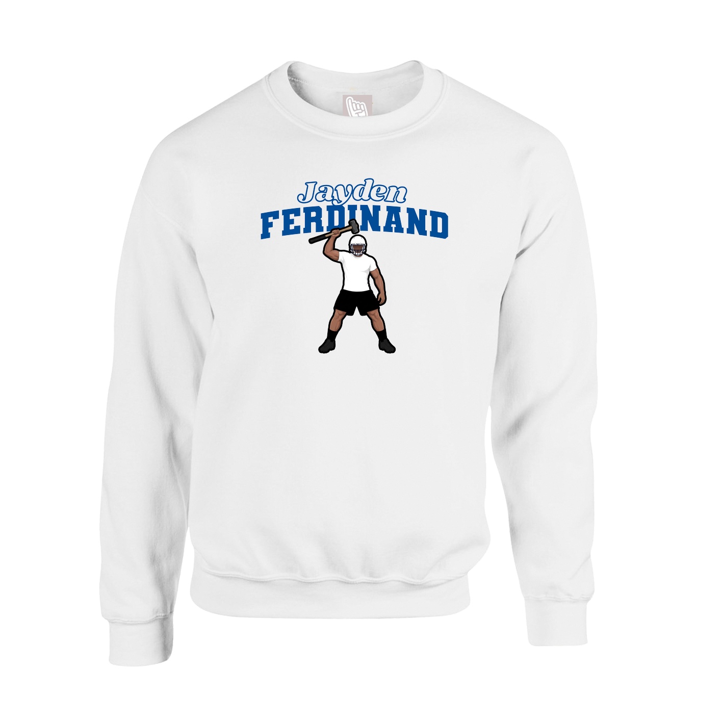 Fleece Crew — Name Arch in White