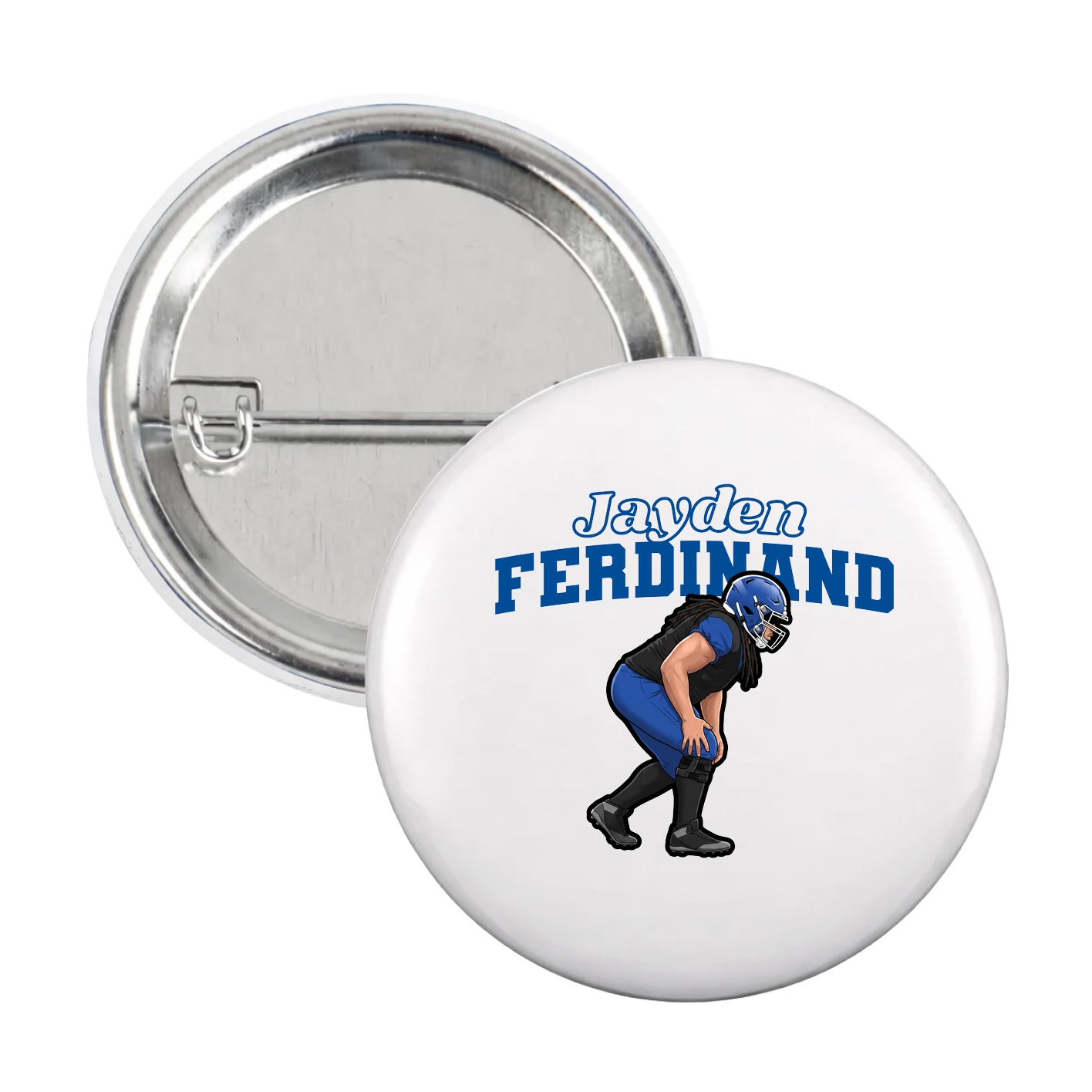 Game Day Button — Name Arch in White