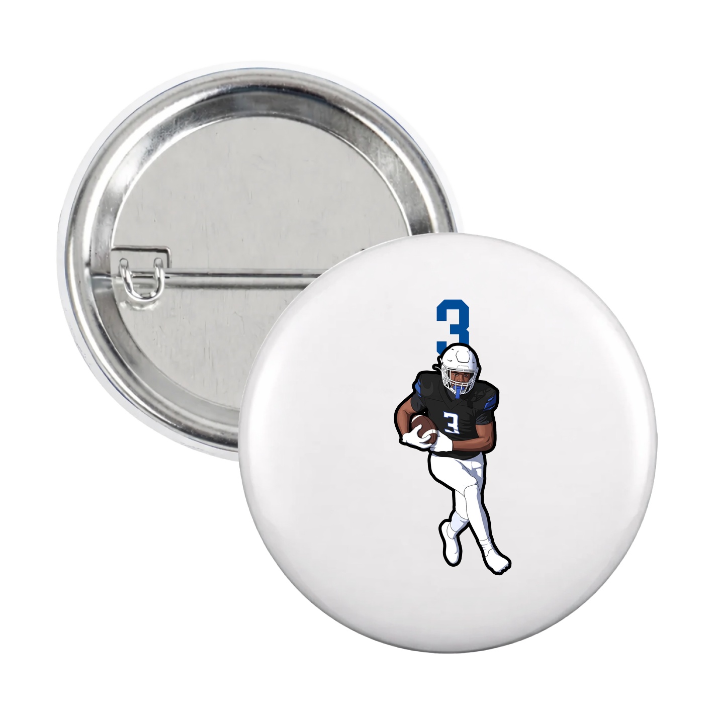 Game Day Button — Number Top in White