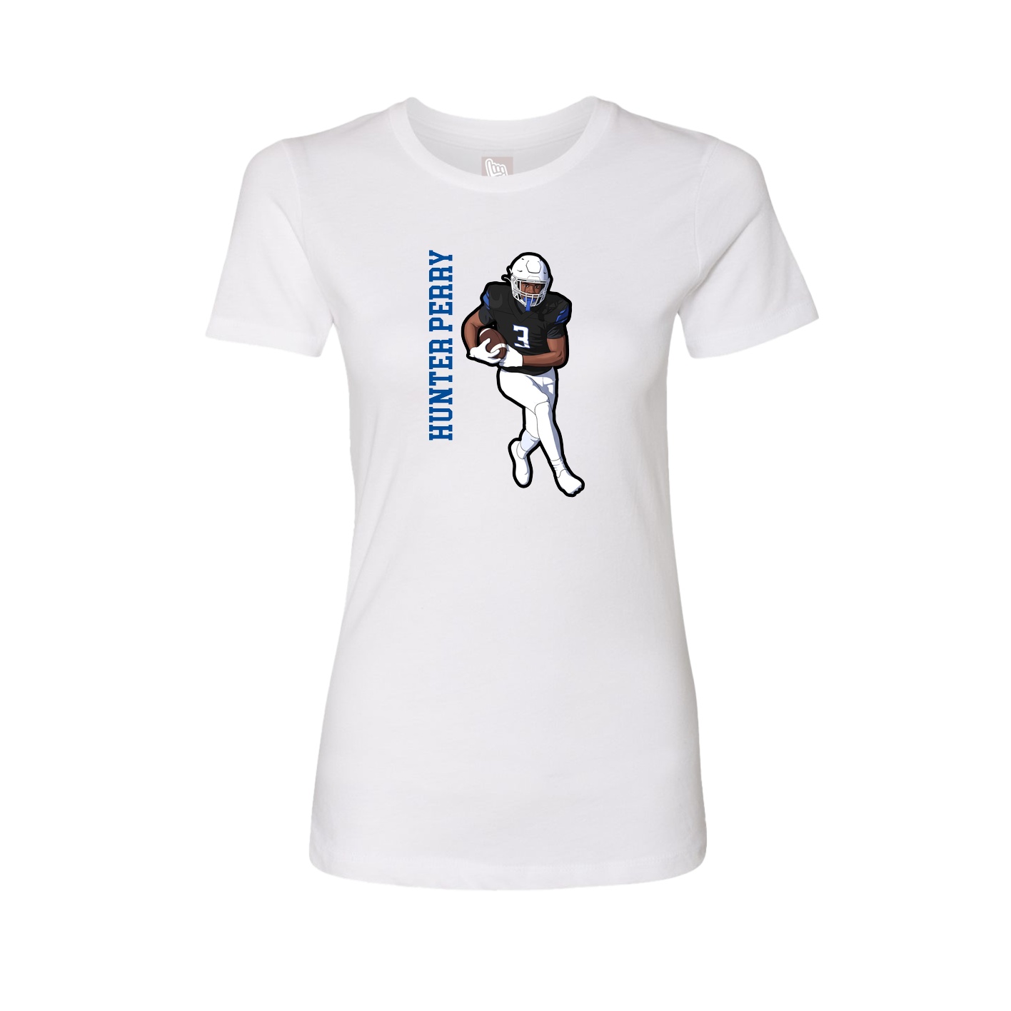 Fitted Women's Tee — Name Vertical in White