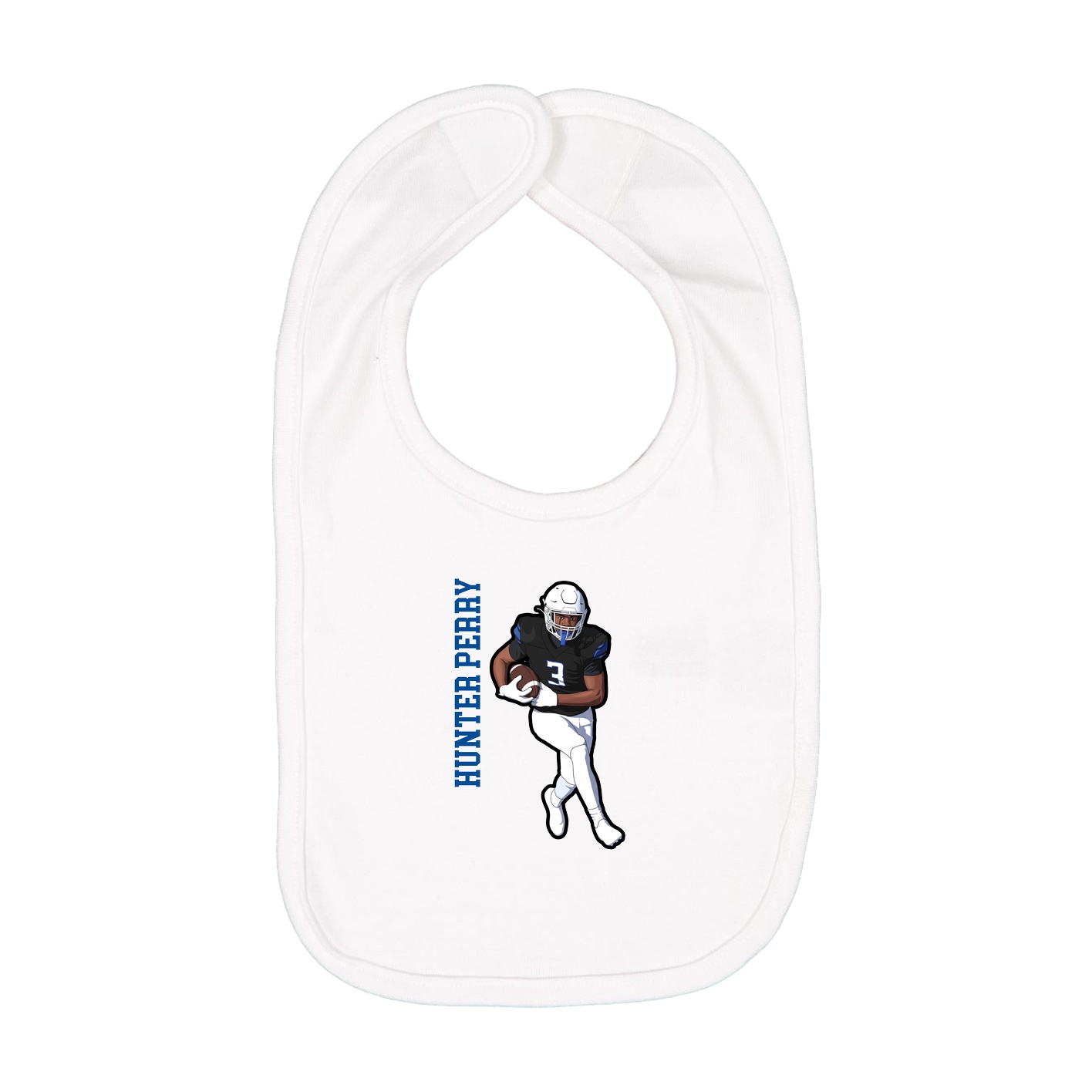 Infant Bib — Name Vertical in White
